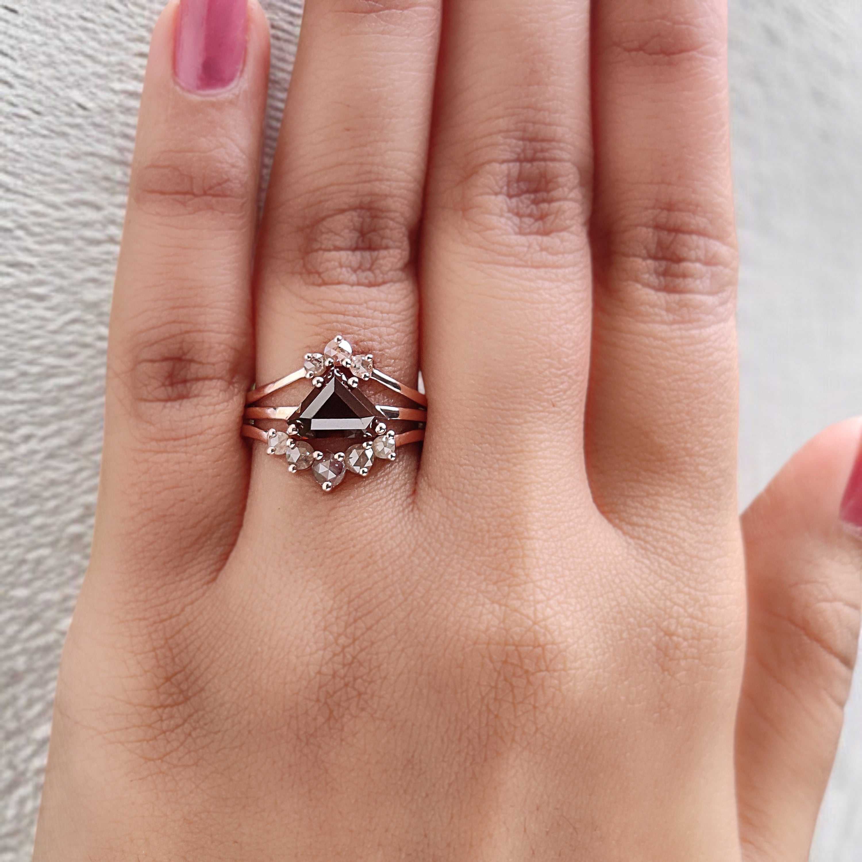 Shield Shape Brown Diamond Ring 1.70 Ct 6.85 MM Shield Cut Diamond Ring 14K Solid Rose Gold Silver Engagement Ring Gift For Her QL1866