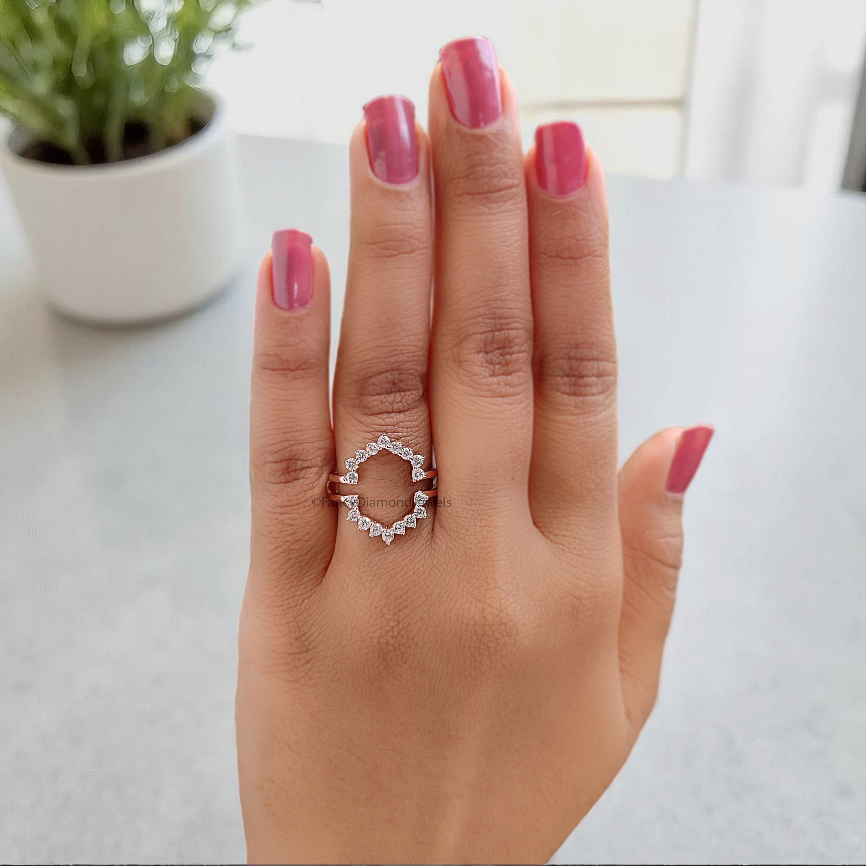 Double Curved Wedding Band 0.58 CT White Moissanite Diamond Band Silver/10K/14K/18K Gold Band Minimalist stacking dainty matching Band FD381