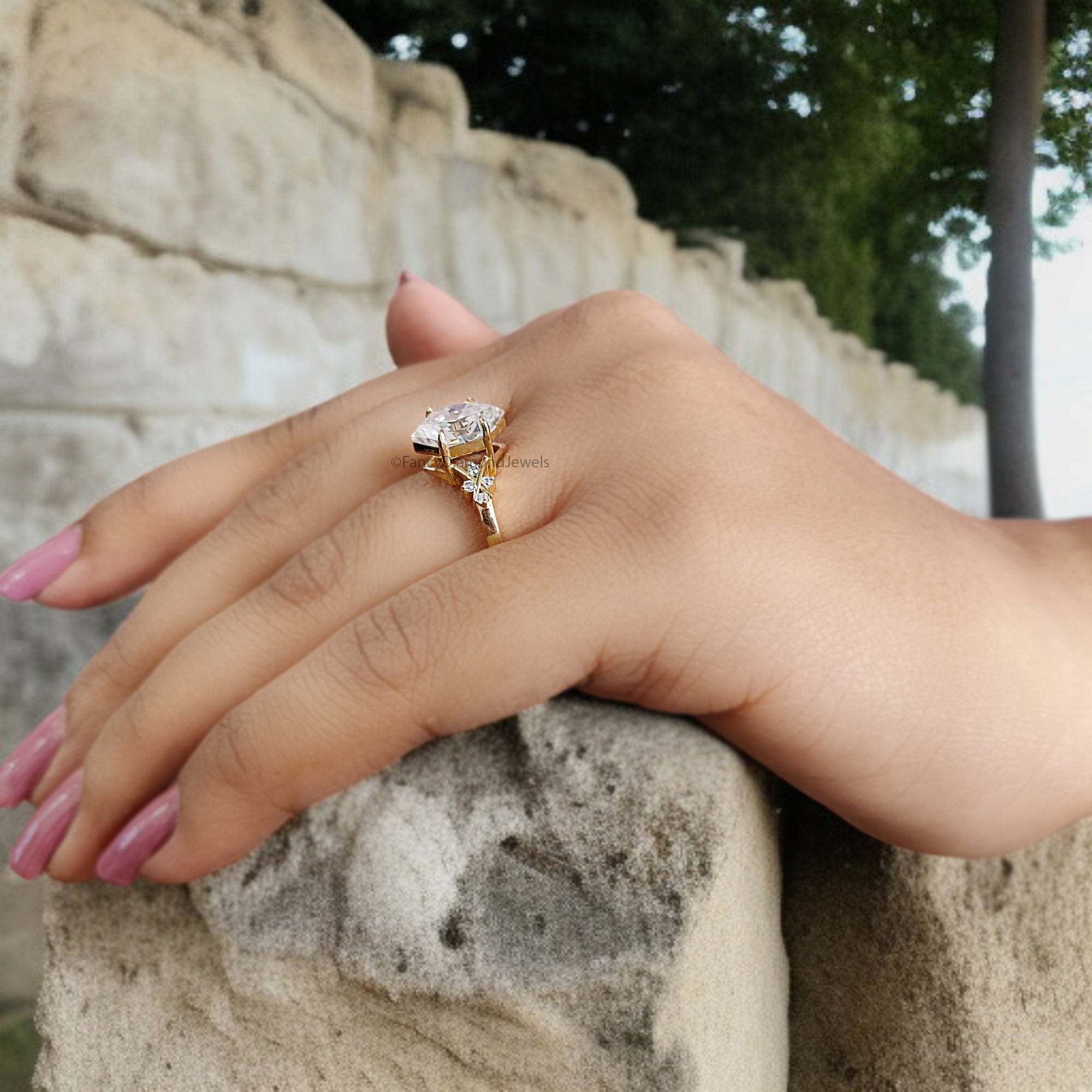 2.35 CT Hexagon Brilliant Cut Moissanite Engagement Ring Prong Setting Ring Wedding Ring Bridal Promise Ring For Women Gift For Her FD336