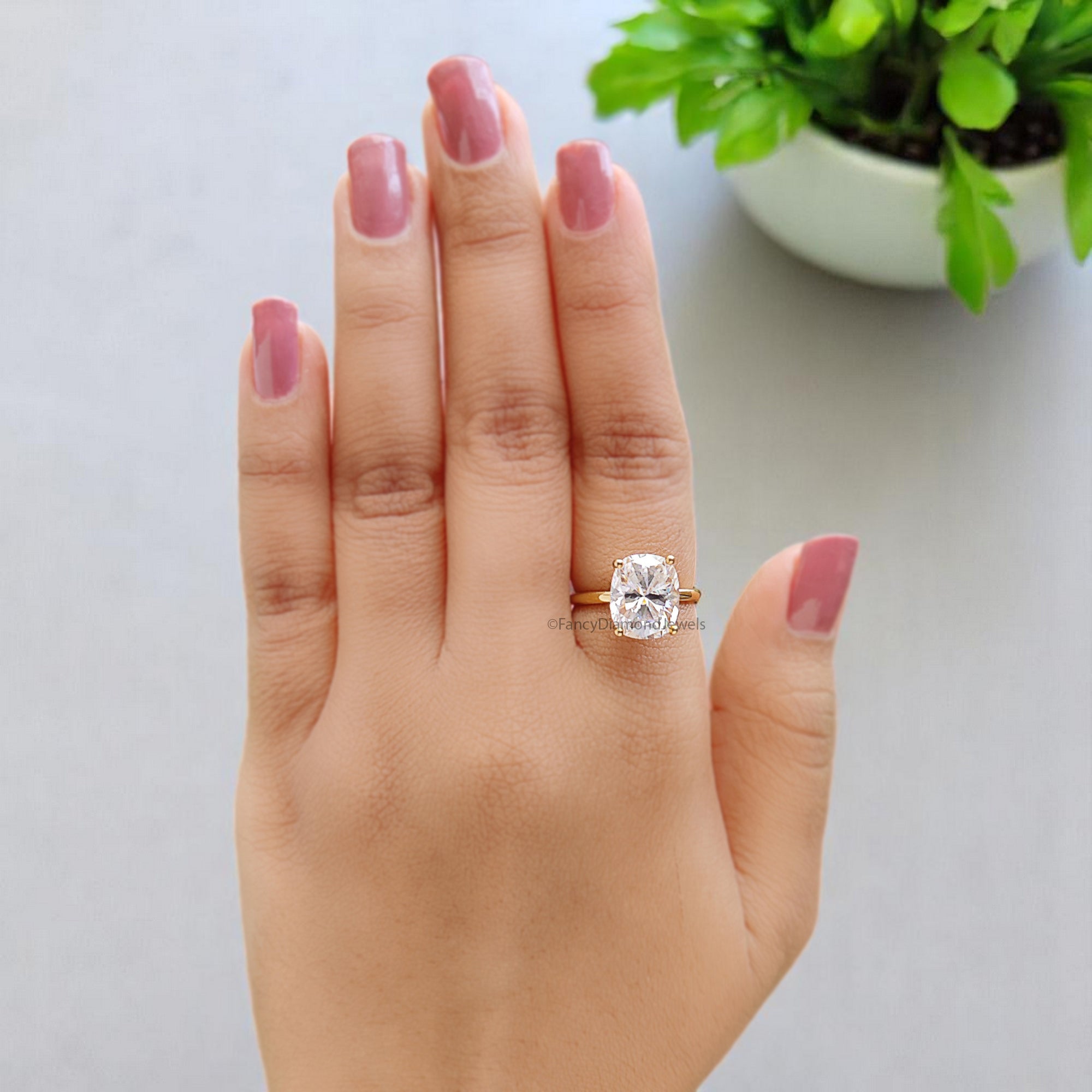 4.00 CT Cushion Shape Colorless Moissanite Ring Cushion Cut Unique Solitaire Ring Wedding Ring Promise Ring Gift For Her Bridal Ring FD362
