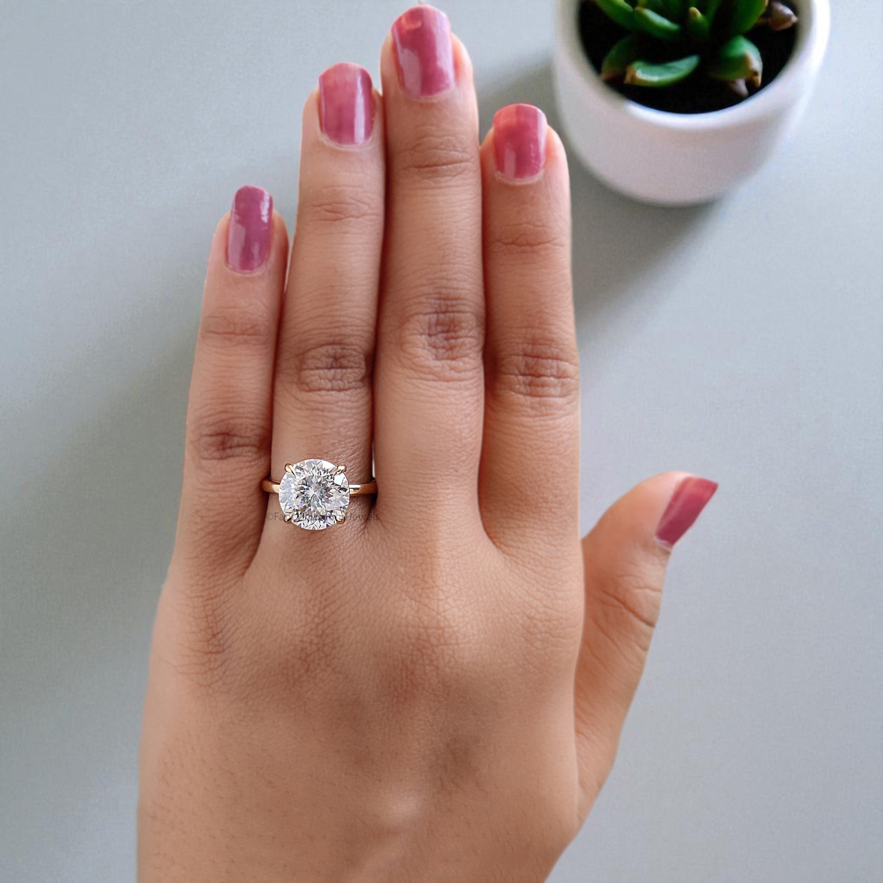 3.60 CT Portuguese Cut Colorless Moissanite Engagement Ring Yellow Gold Ring Wedding Ring Solitaire Ring Prong Set Ring Gift For Her FD443