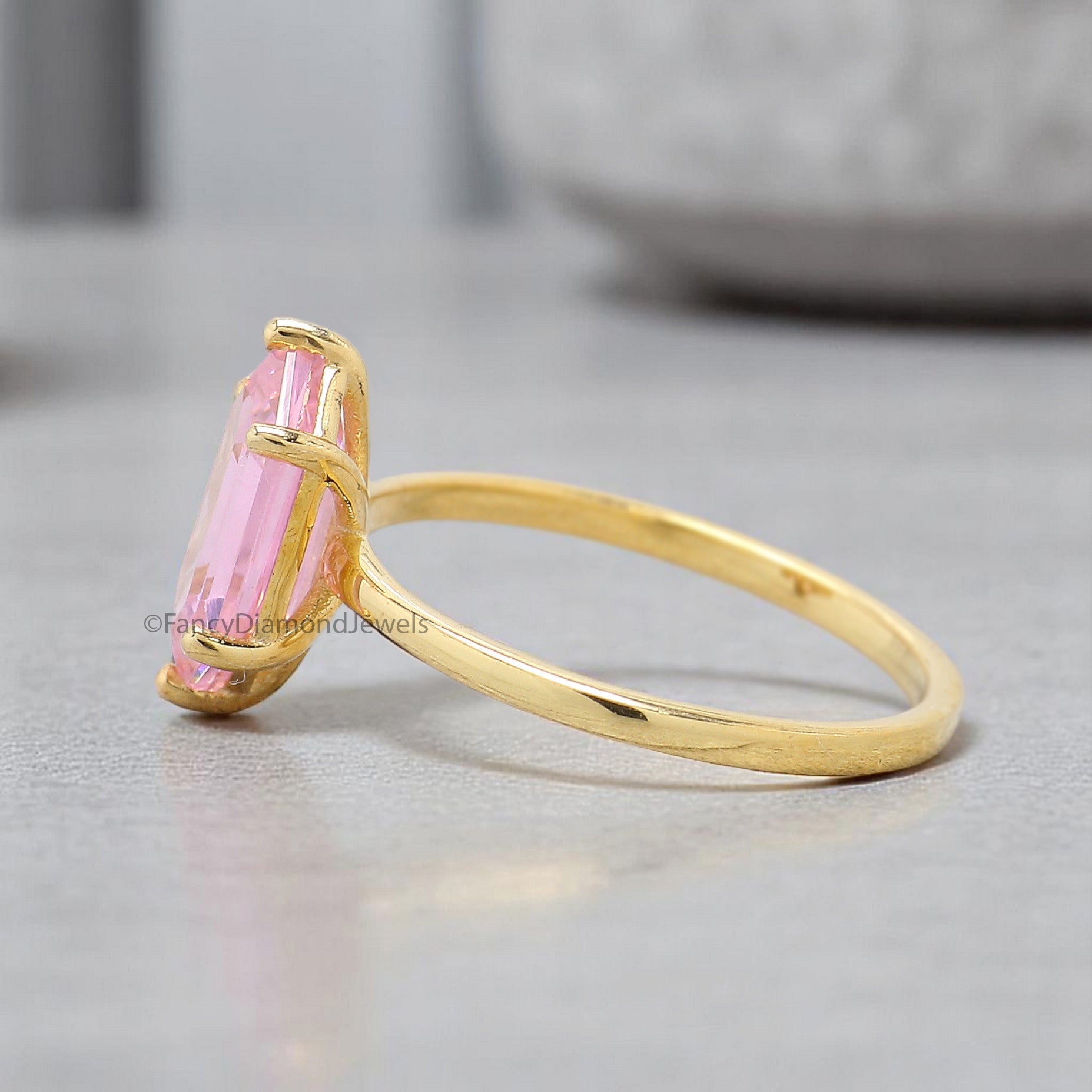 Hexagon Pink Tourmaline engagement ring 8mm 10mm 11mm 13mm 14mm stone ring Simulant Hexagon Solitaire ring Silver ring Gift for her FD355