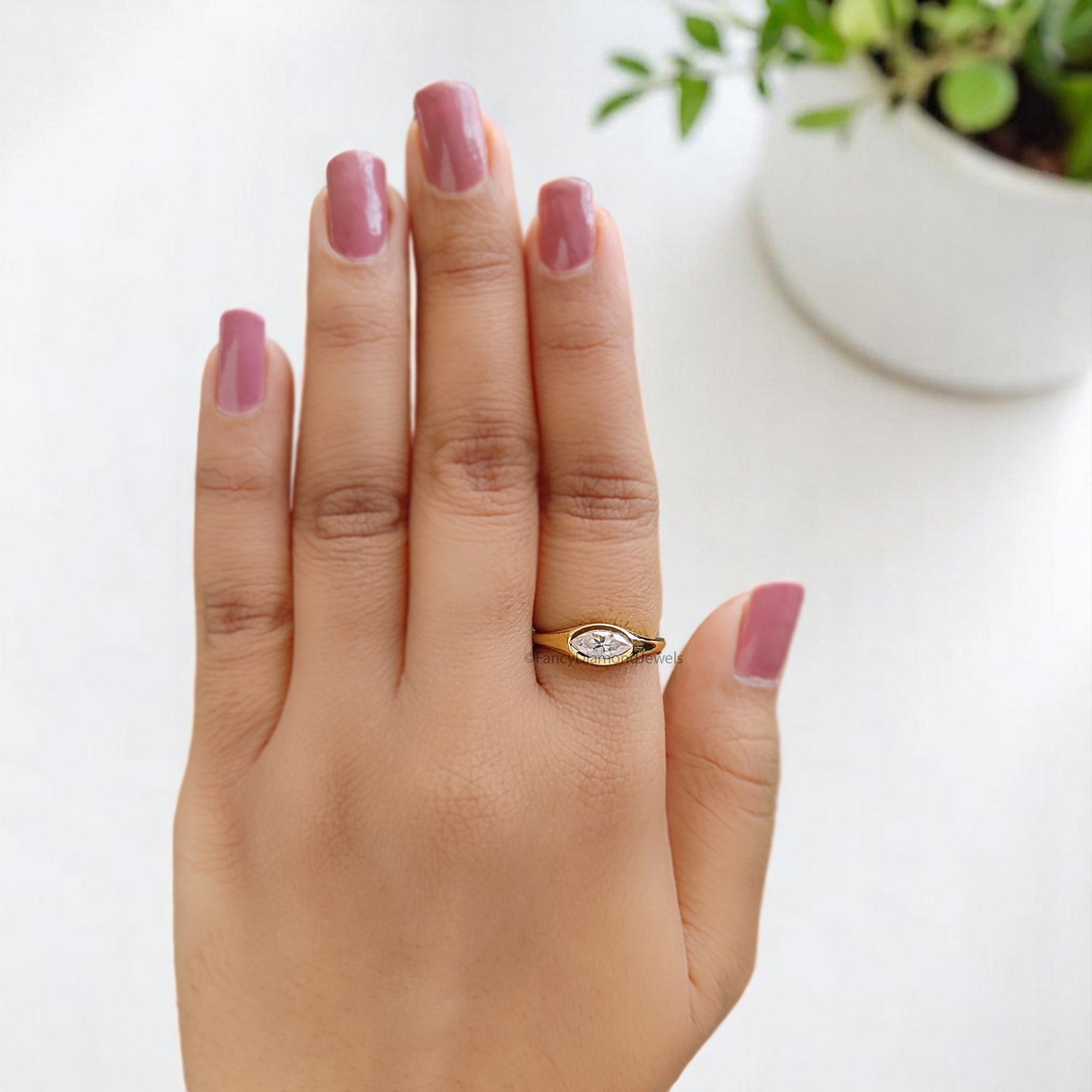 0.50 CT Marquise Cut Moissanite Engagement Ring Marquise Bezel Set Ring Solitaire Ring Wedding Ring Yellow Gold Ring Promise Ring FD368