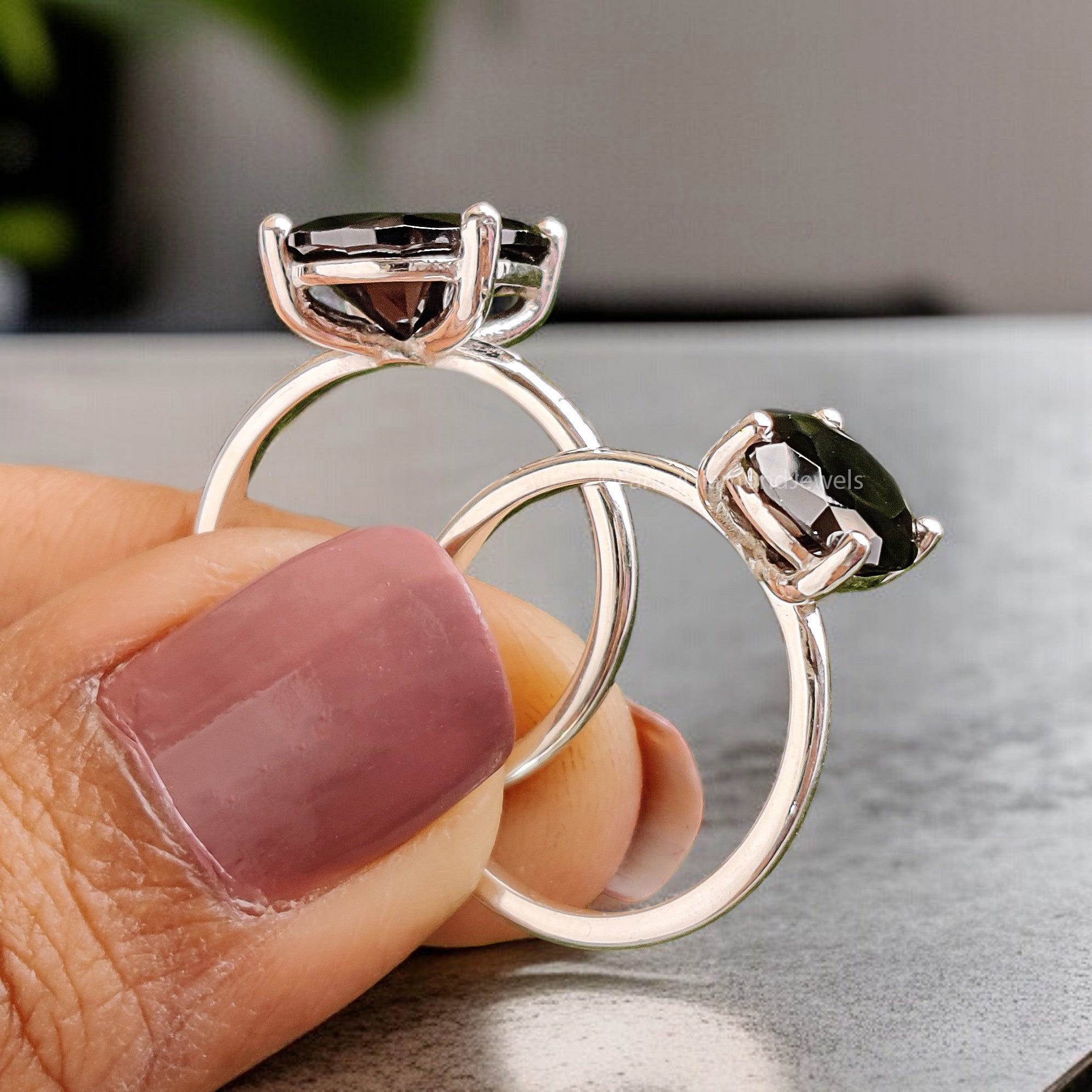 Oval Black Onyx engagement ring 12mm 10mm 9mm 8mm 7mm stone ring Simulant Solitaire ring Diamond ring Silver ring Gift for her FD330