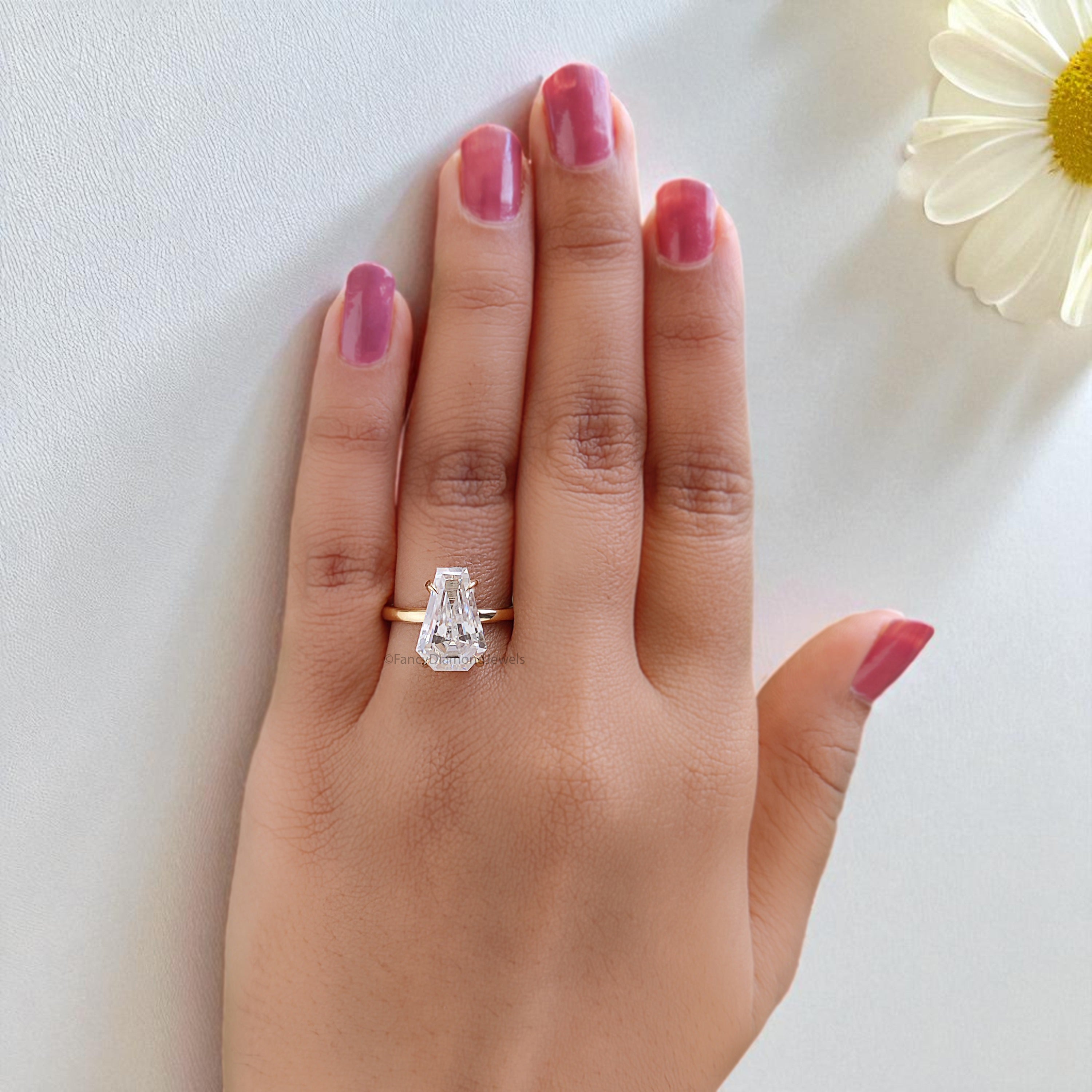 3.75 CT Coffin Brilliant Cut Moissanite Engagement Ring Prong Set Ring Solitaire Ring Wedding Ring Promise Ring For Women Gift For Her FD442