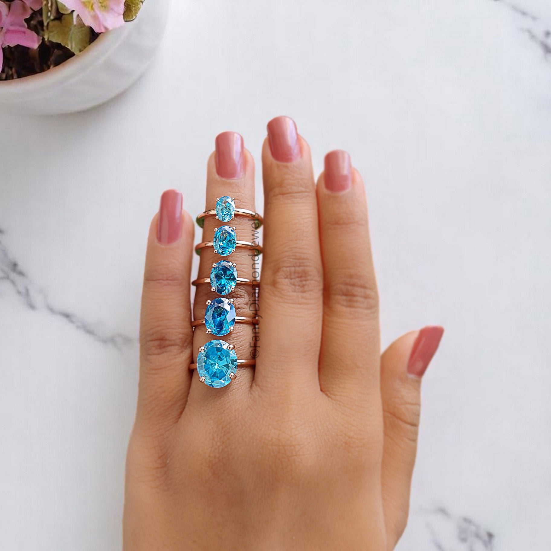 Oval Blue Aquamarine stone engagement ring 12mm 10mm 9mm 8mm 7mm ring silver simulant Ring Solitaire ring Diamond ring Gift for her FD346