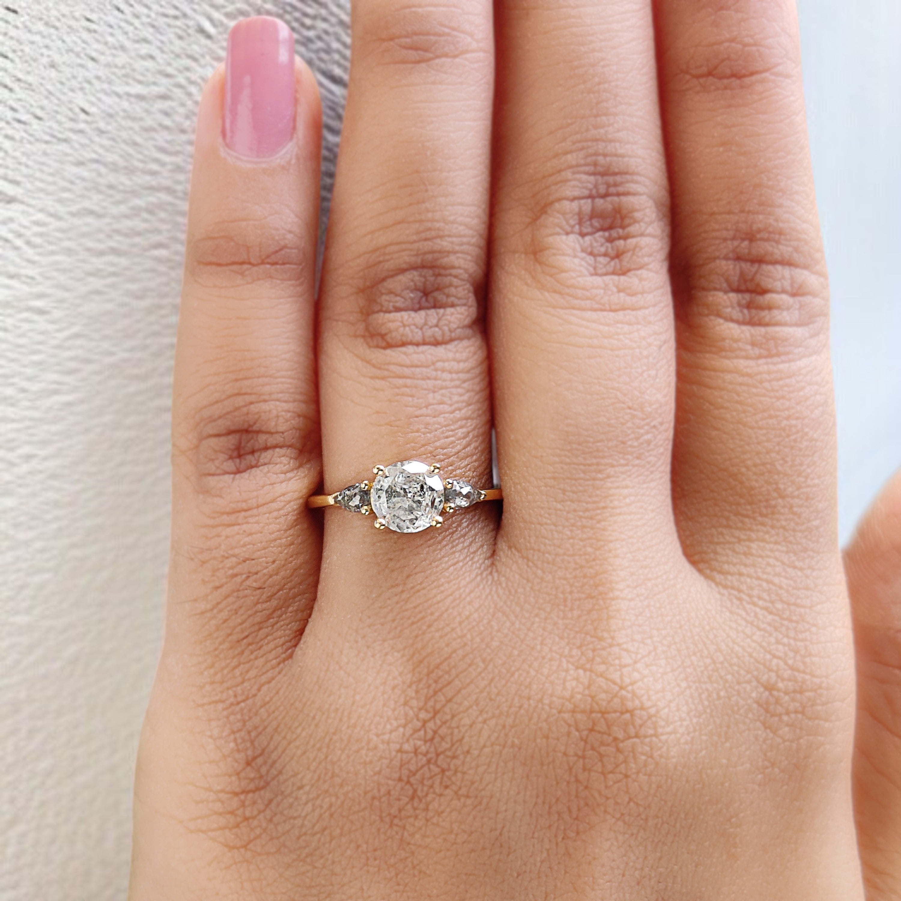 Round White-H Color Diamond Ring 1.00 Ct 6.40 MM Round Shape Diamond Wedding Ring Three Stone Ring Engagement Ring Gift For Her KDL2664