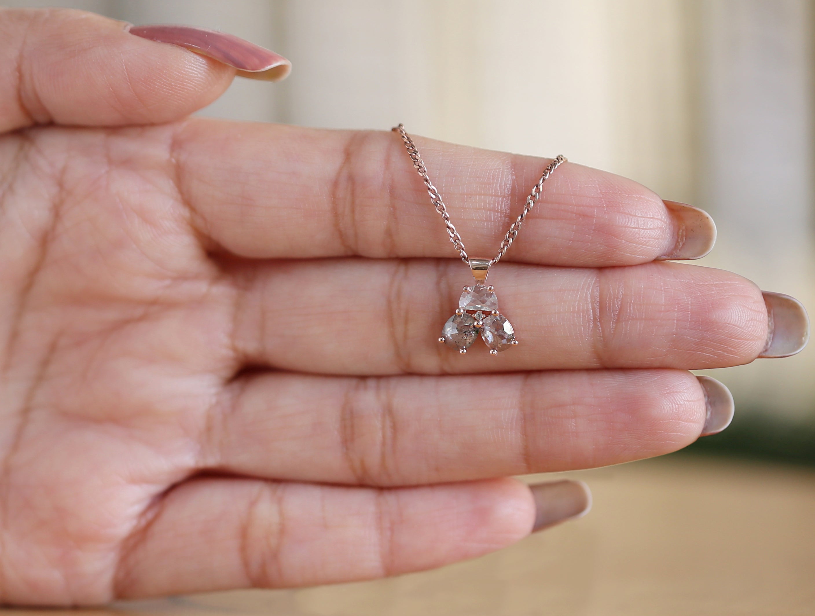 Mix Shape Salt And Pepper Diamond Pendant, Unique Diamond Pendant, Salt And Pepper Diamond Pendant, Dangling Diamond Pendant KDL184