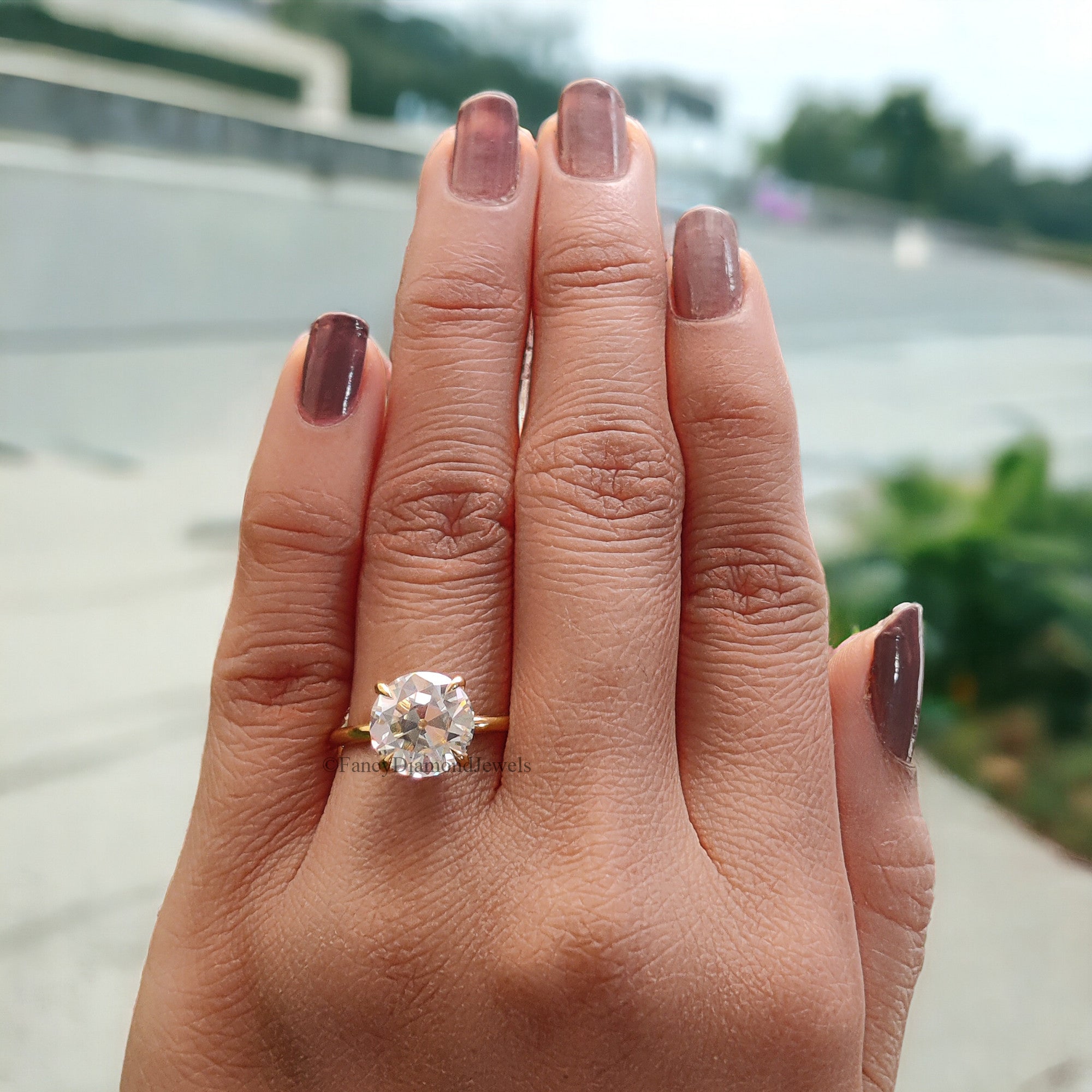 2.80 CT Round Old European Cut Colorless Moissanite Solitaire Ring Engagement Ring Wedding Ring Comfort Fit Yellow/White/Rose Gold Ring FD12