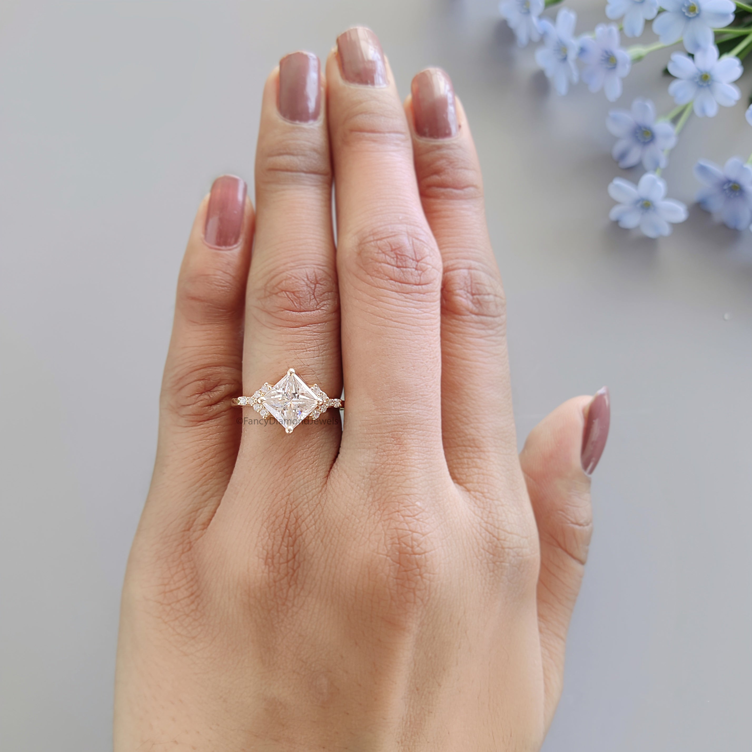 1.70 CT Princess Cut Lab Grown Diamond Engagement Ring Princess Diamond With Prong Setting Ring Wedding Ring Princess Ring for Her FD468