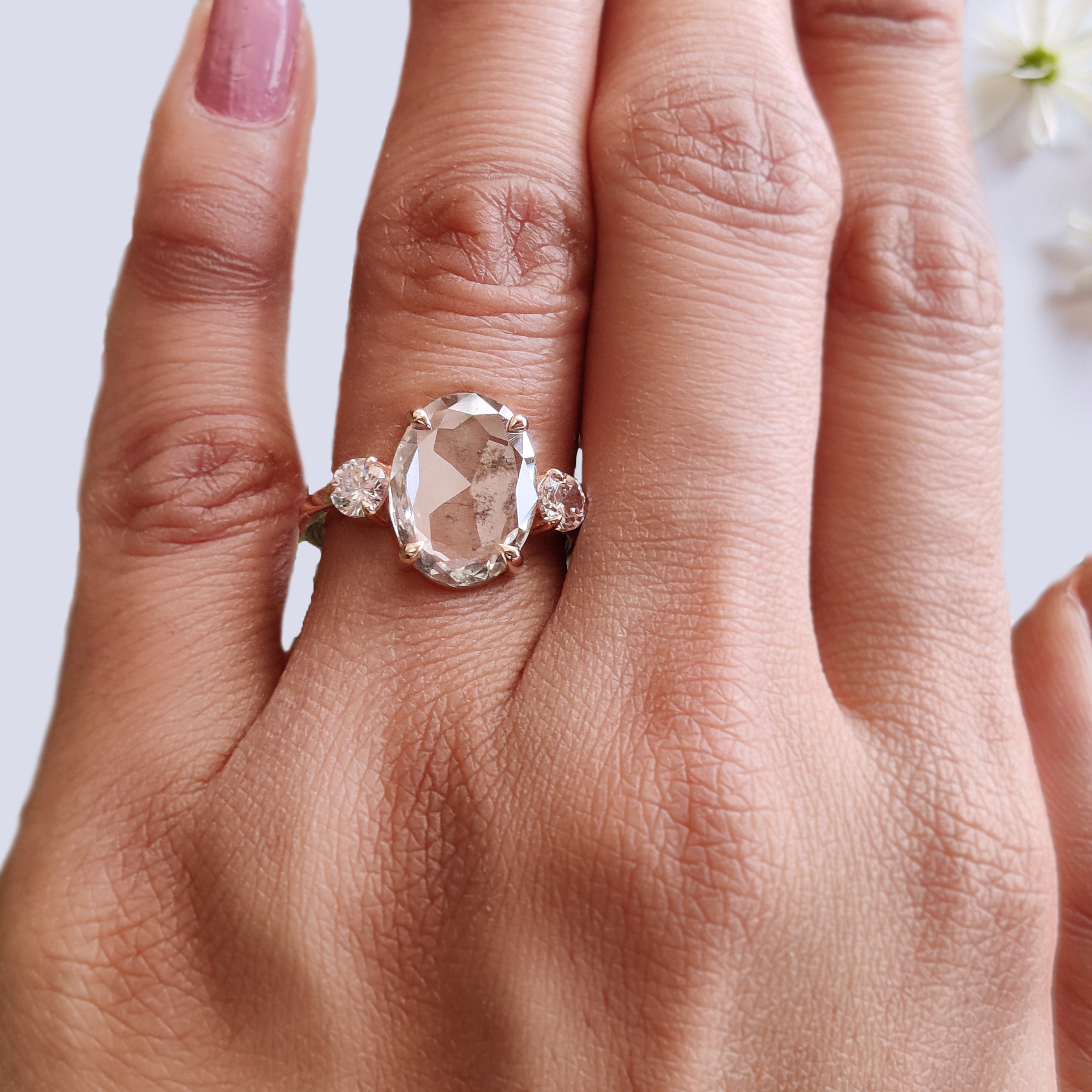 2.40 CT Oval Lab Grown Diamond Ring Oval Shape CVD Fancy Black Grey Salt And Pepper Diamond Ring Engagement Ring Bridal Wedding Ring KDL3520