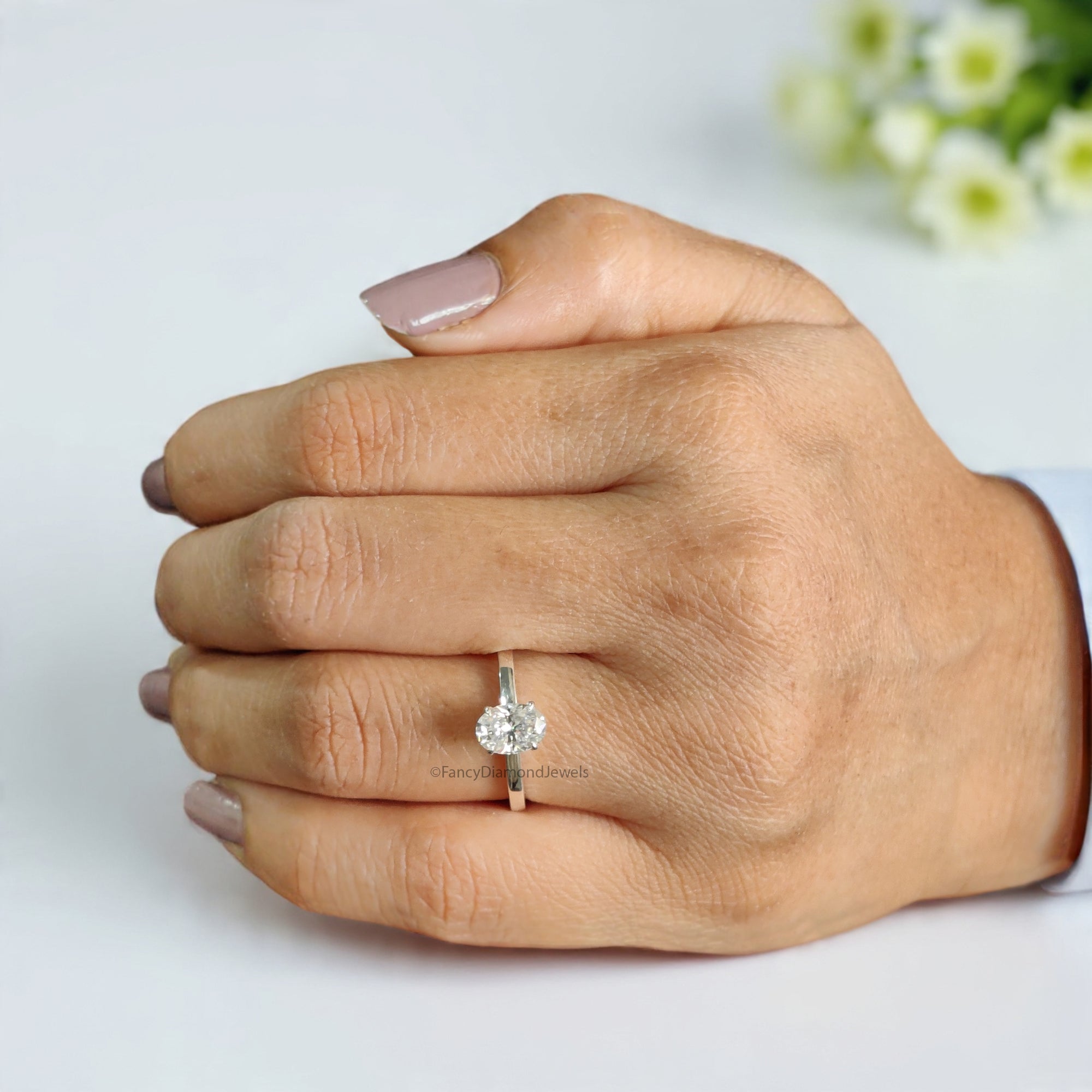 Beautiful Oval Shape Moissanite Ring White Gold 10k/14k/18k 1.00 CT Oval Cut Ring Oval Wedding Engagement Ring Oval Colorless Ring FD19