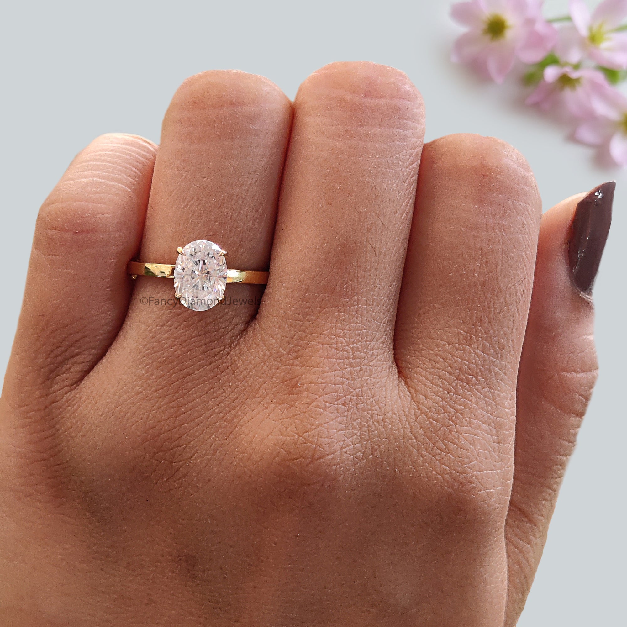 Beautiful Oval Shape Moissanite Ring Yellow Gold 10k/14k/18k 1.50 CT Oval Cut Ring Oval Wedding Engagement Ring Oval Colorless Ring FD15
