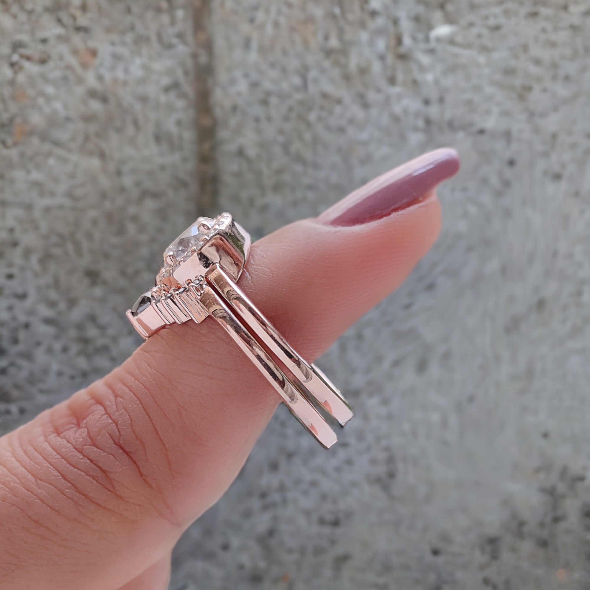 Round Cut Salt And Pepper Diamond Ring 1.06 Ct 6.10 MM Round Diamond Ring 14K Solid Rose Gold Silver Engagement Ring Gift For Her QL2719