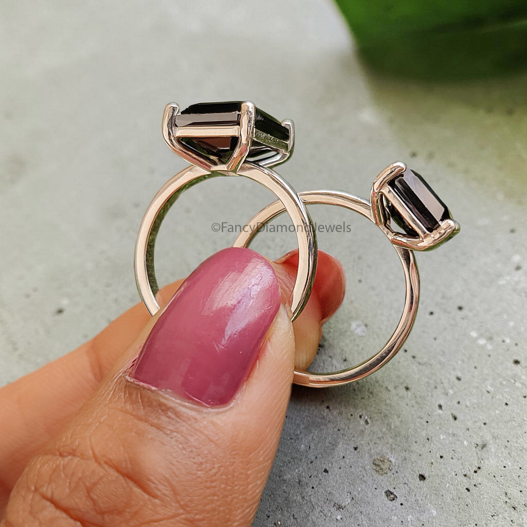 Black Onyx Engagement Ring, Emerald Cut Solitaire Ring, Sterling Silver Emerald Shape Diamond Simulant Ring, Anniversary Gift for Her FD563