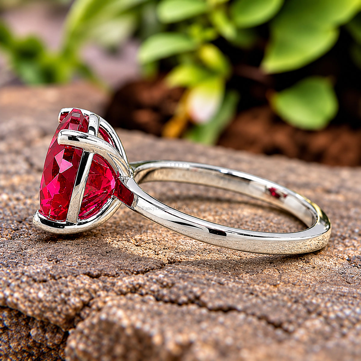 Round Red Ruby stone engagement ring 11mm 9mm 8mm 6.50mm 4mm ring silver simulant Ring Solitaire ring Diamond ring Gift for her FD516