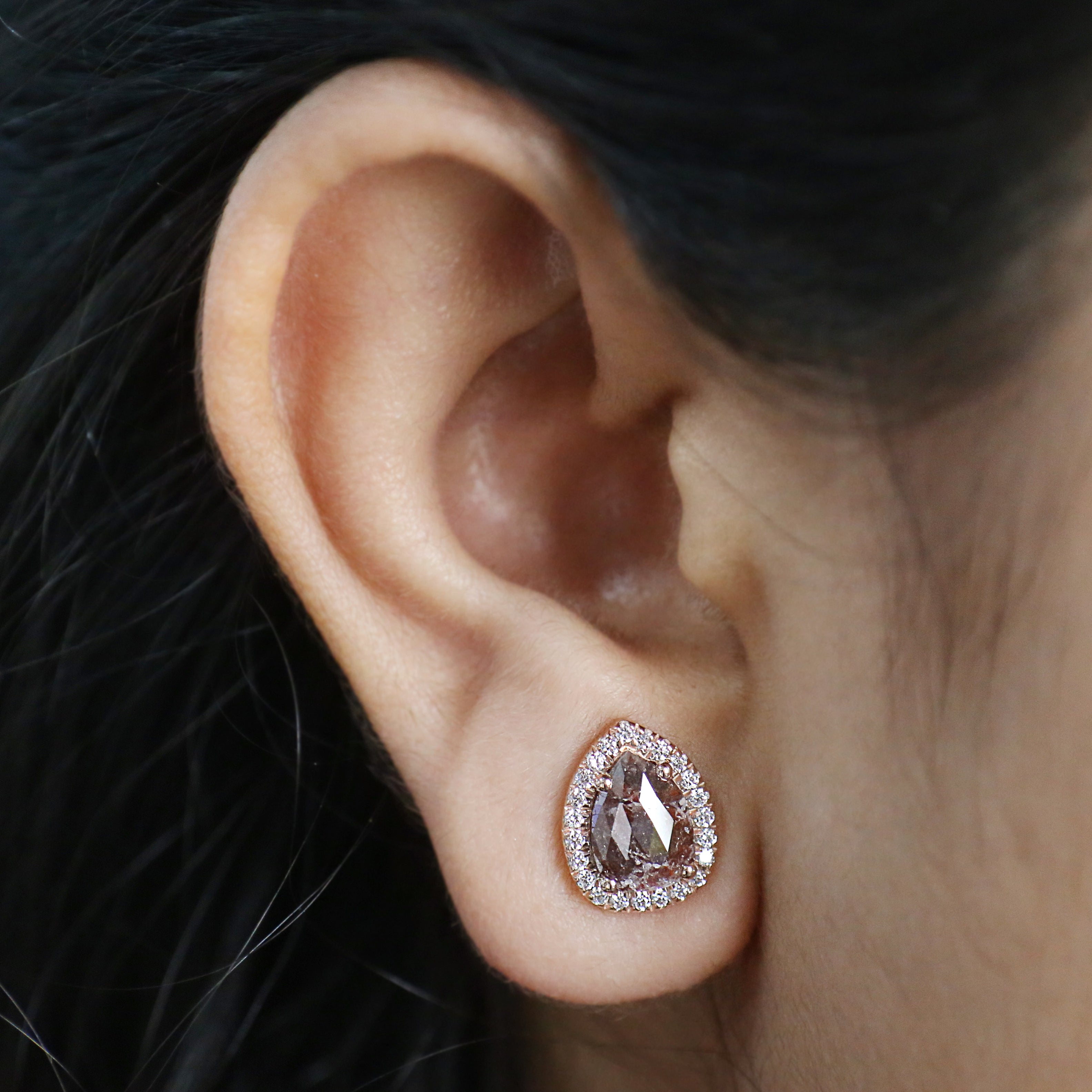 Pear Cut Brown Color Diamond Earring 2.06 Ct 8.80 MM Pear Diamond Earring 14K Solid Rose Gold Silver Pear Cut Earring Gift For Her KDL6875