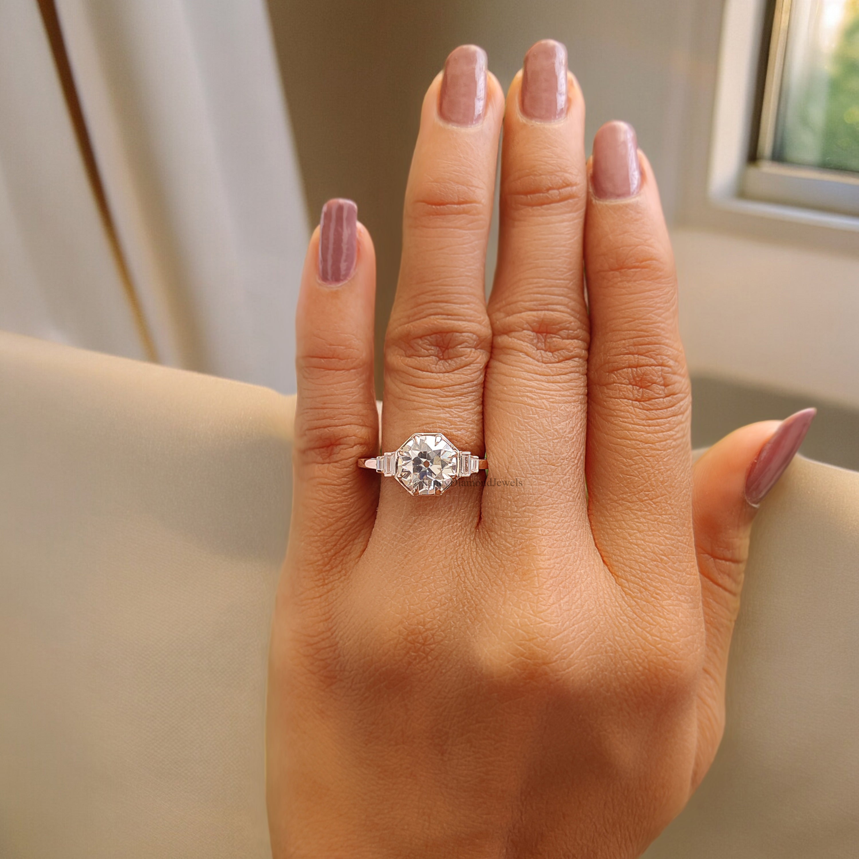 Five Stone Engagement Ring 2.10 TW Old European Round Cut Colorless Moissanite Ring Eight Claw Prong Customized Bridal Wedding Ring FD197