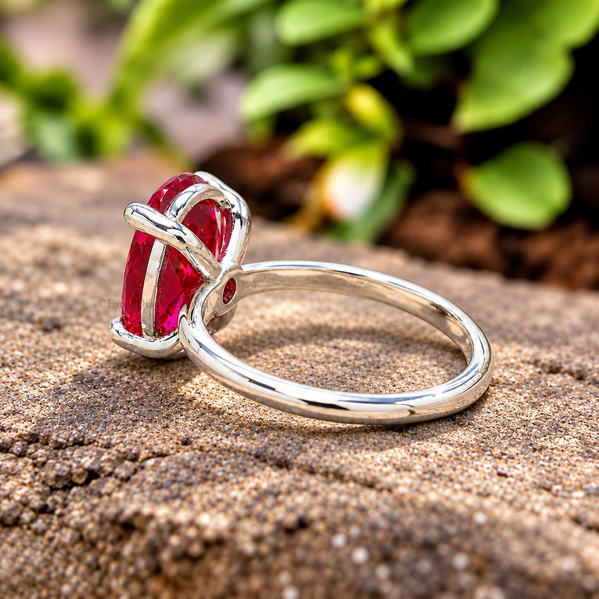 Oval Red Ruby engagement ring 12mm 10mm 9mm 8mm 7mm stone ring Simulant Solitaire ring Oval Red Diamond ring Silver ring Gift for her FD331