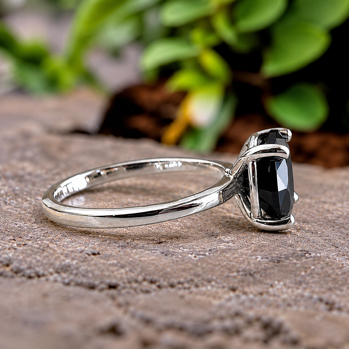 Round Black Onyx stone engagement ring 11mm 9mm 8mm 6.50mm 4mm ring silver simulant Ring Solitaire ring Diamond ring Gift for her FD505