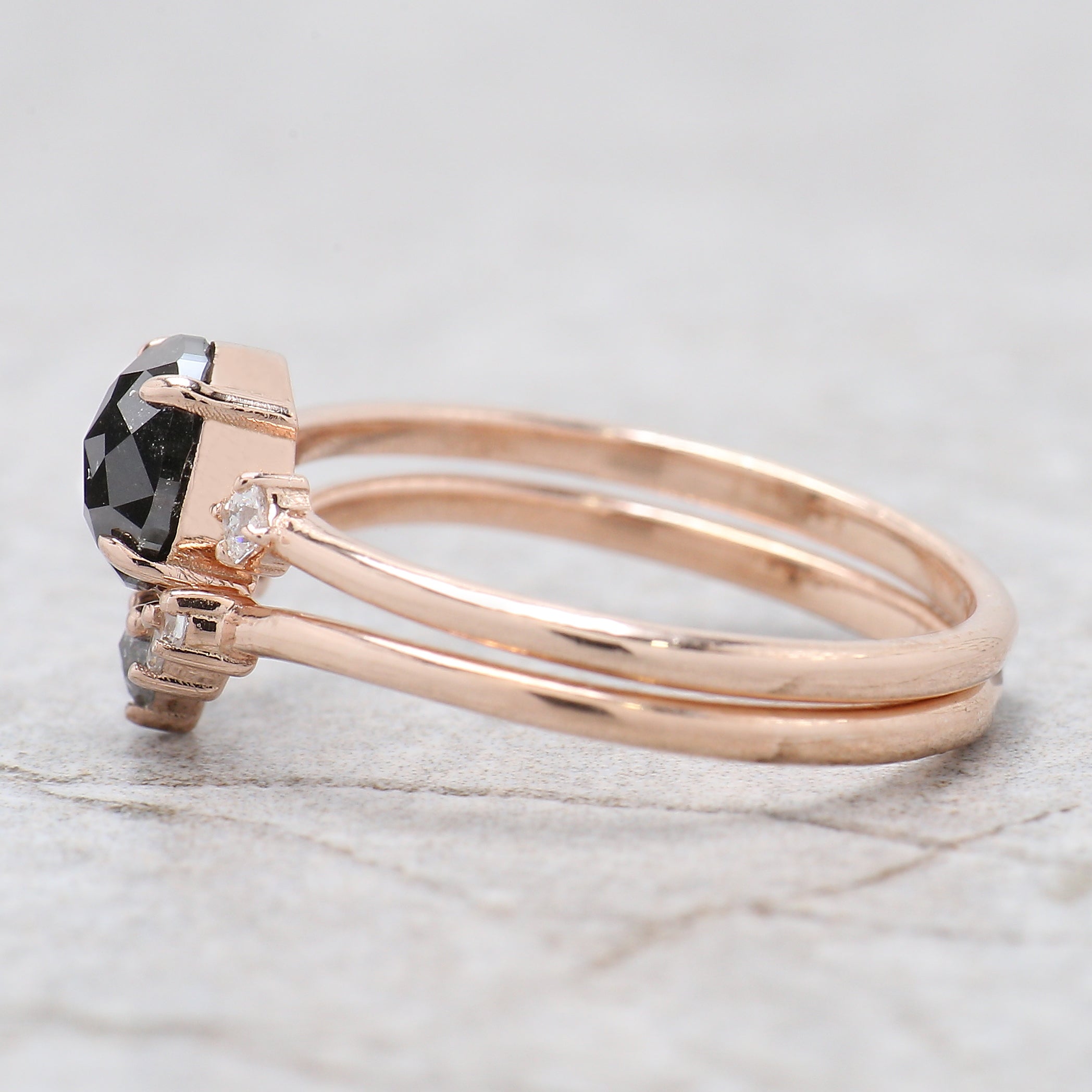 Oval Cut Salt And Pepper Diamond Ring 0.74 Ct 6.05 MM Oval Diamond Ring 14K Solid Rose Gold Silver Oval Engagement Ring Gift For Her QL1911