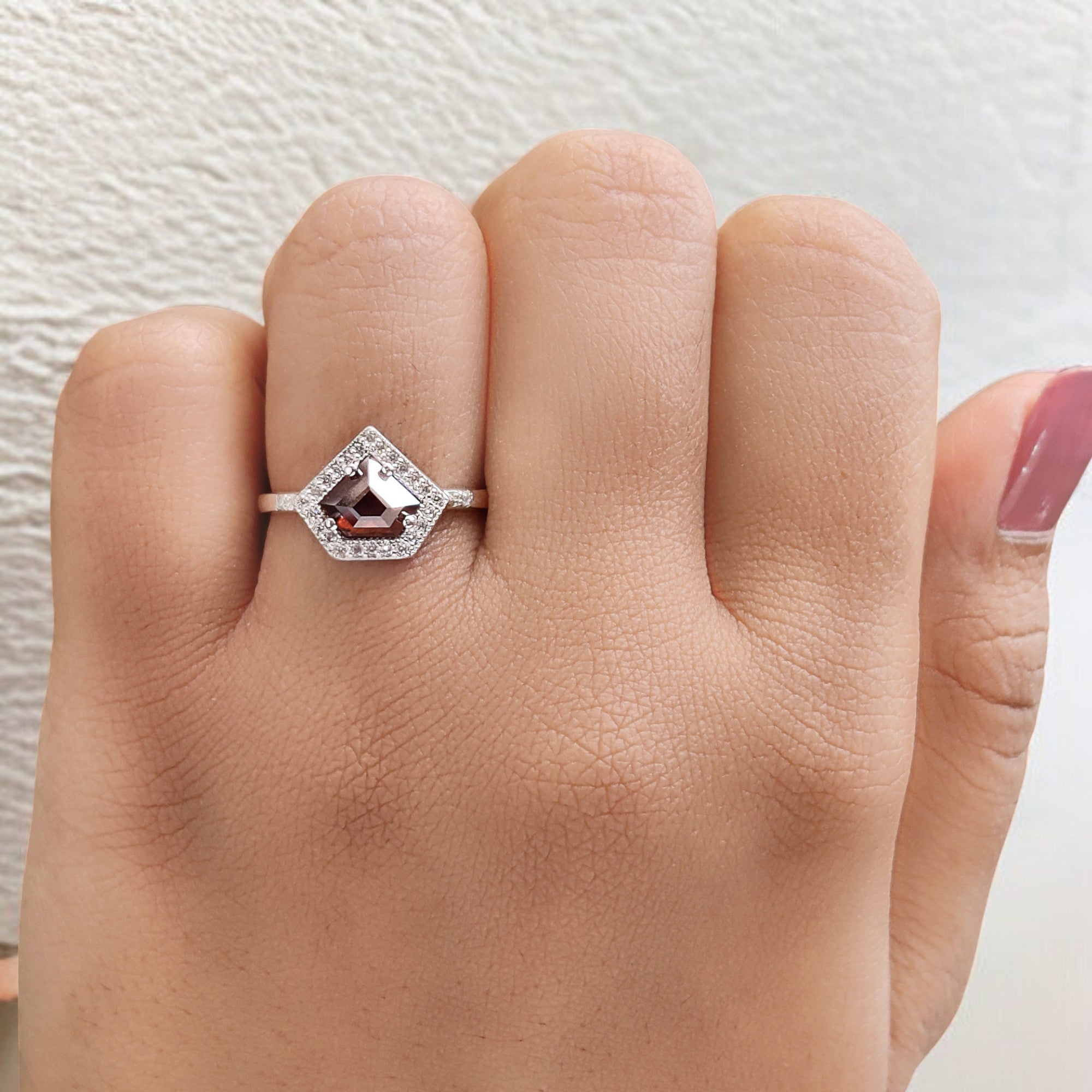 Shield Cut Brown Color Diamond Ring 0.83 Ct 6.10 MM Shield Diamond Ring 14K Solid White Gold Silver Engagement Ring Gift For Her QL1862