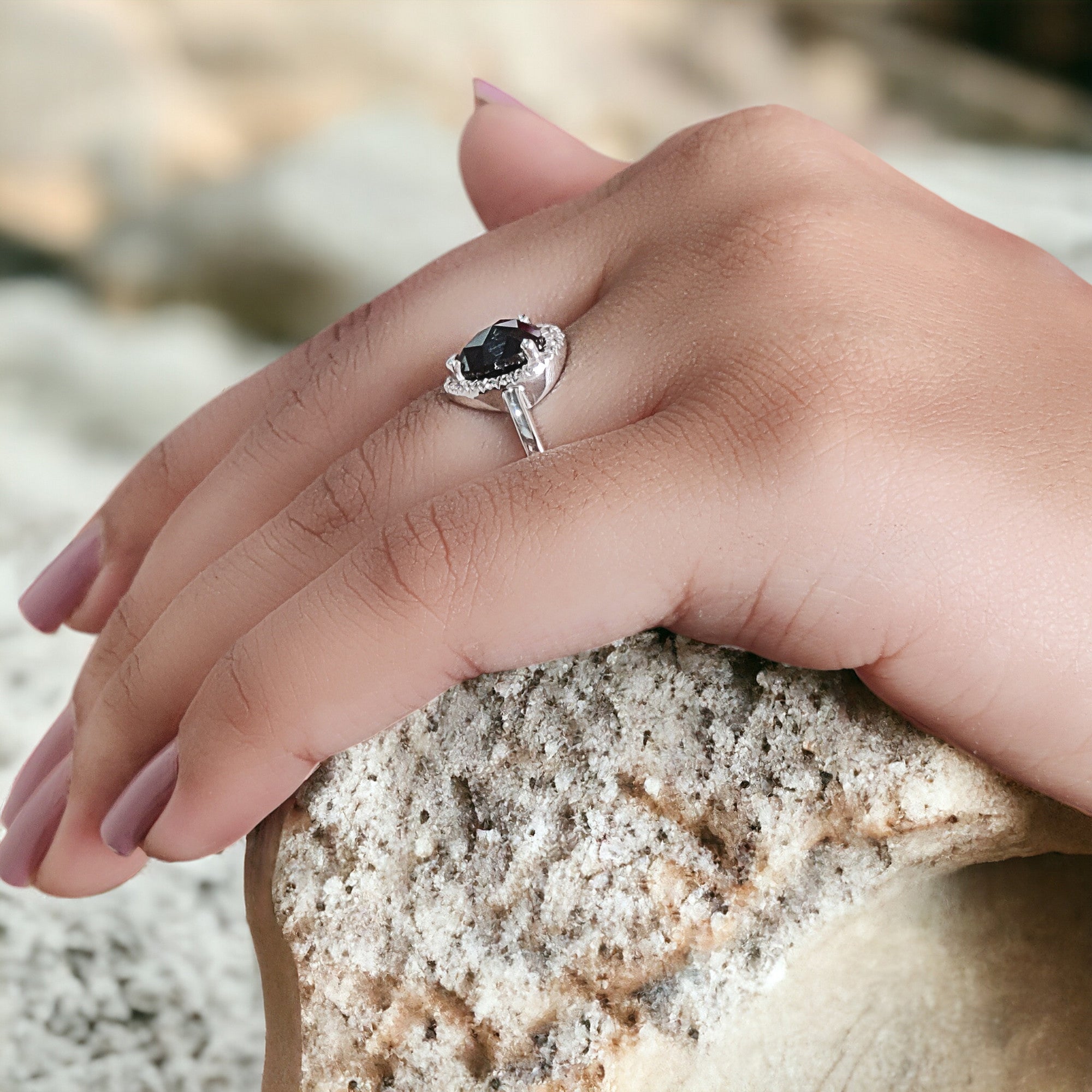 Pear Cut Black Color Diamond Ring 1.58 Ct 8.20 MM Pear Shape Diamond Ring 14K Solid White Gold Silver Engagement Ring Gift For Her QN8801