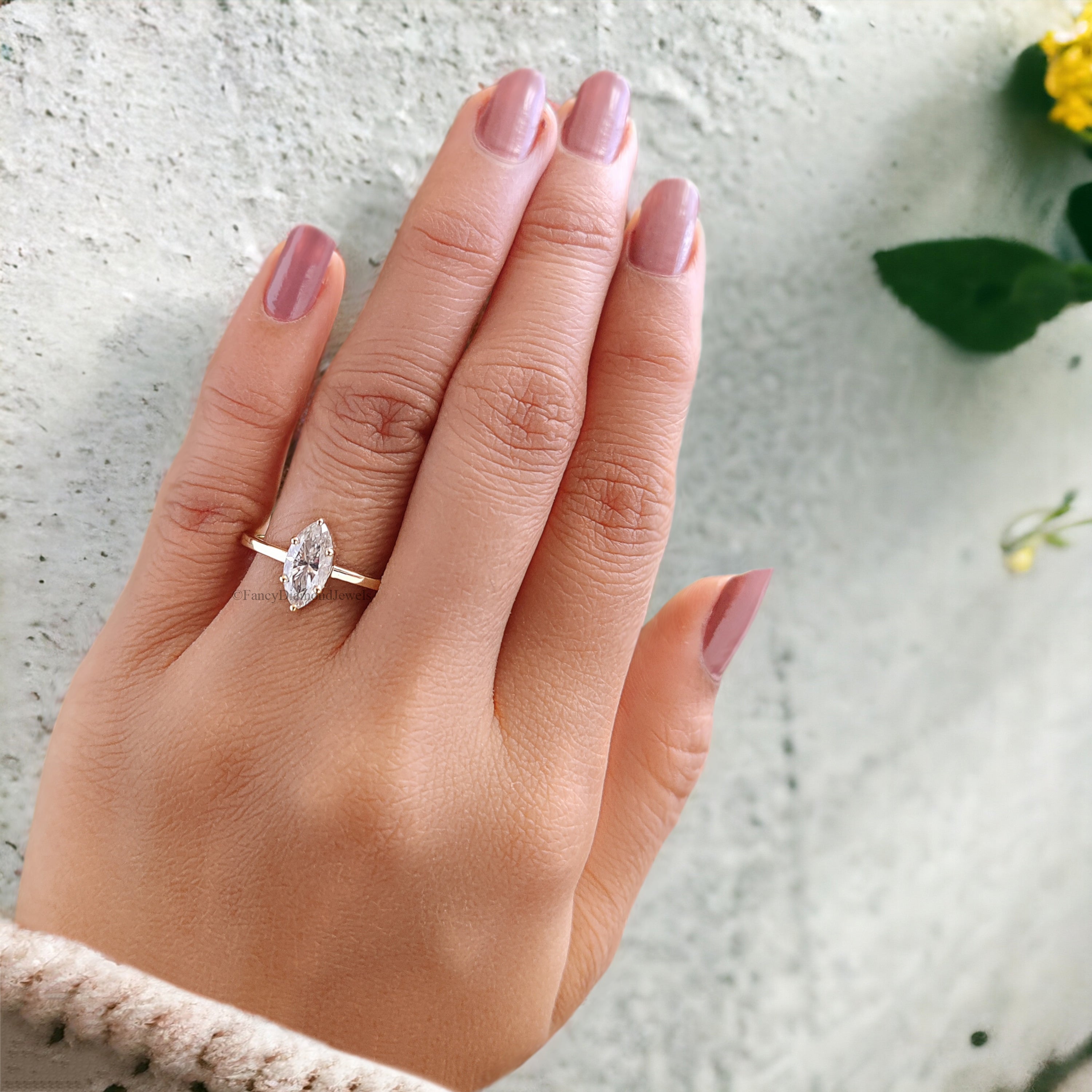 1.00 CT Marquise Cut Colorless Moissanite Ring Solitaire Prong Set Engagement Ring Wedding Ring Promise Ring for Women Gift for Her FD153