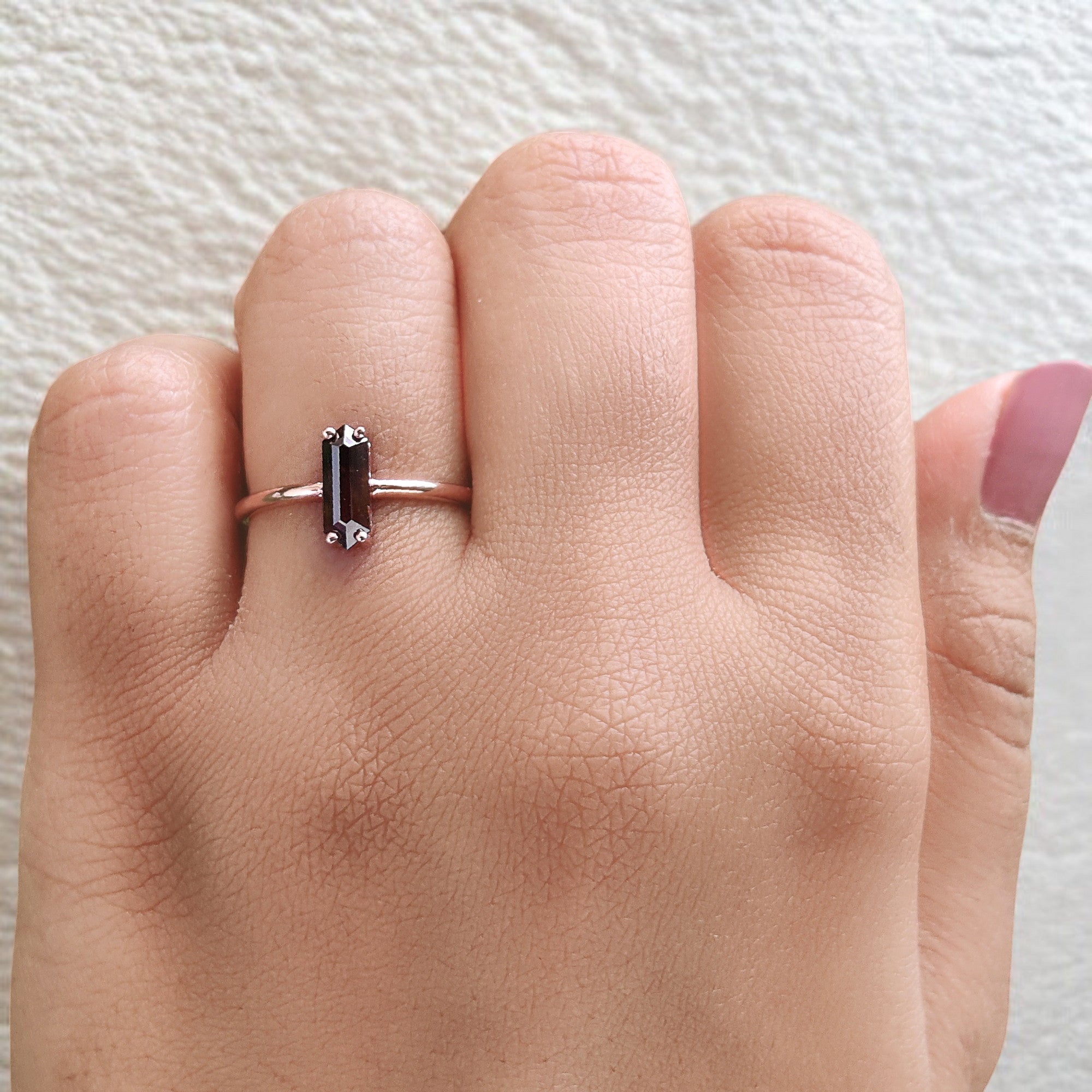 Hexagon Cut Brown Color Diamond Ring 0.79 Ct 9.30 MM Hexagon Diamond Ring 14K Solid Rose Gold Silver Engagement Ring Gift For Her QL1769