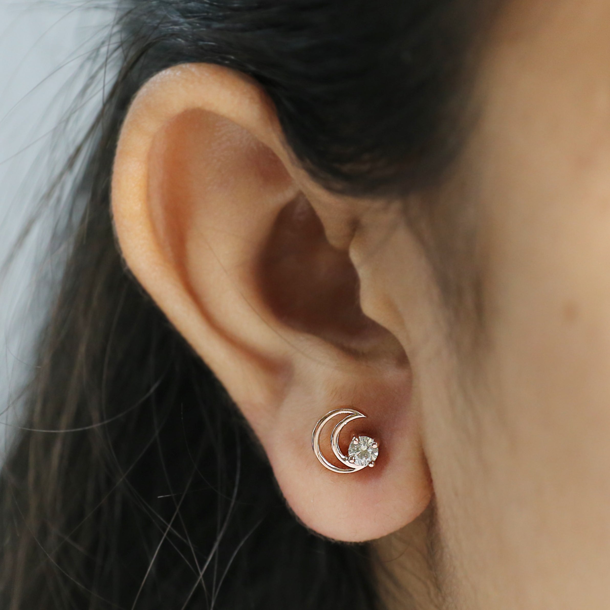 Round White Diamond Earring 0.34 Ct 3.50 MM Round Diamond Earring 14K Solid Rose Gold Silver Round Rose Cut Earring Gift For Her KDN1863