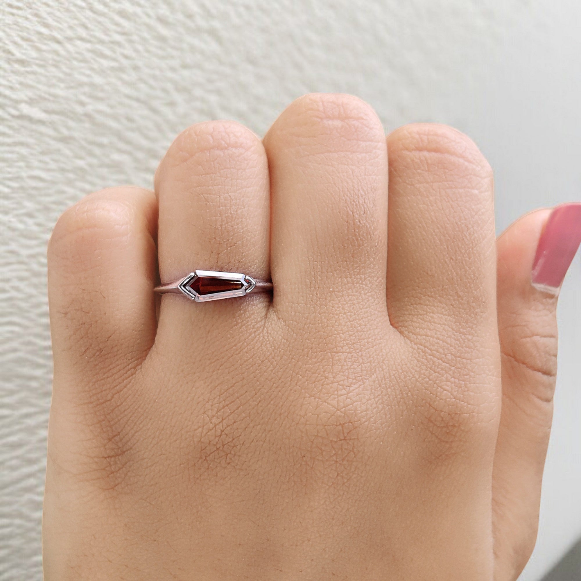 Shield Shape Brown Color Diamond Ring 0.93 Ct 10.25 MM Shield Diamond Ring 14K Solid White Gold Silver Engagement Ring Gift For Her QL1795