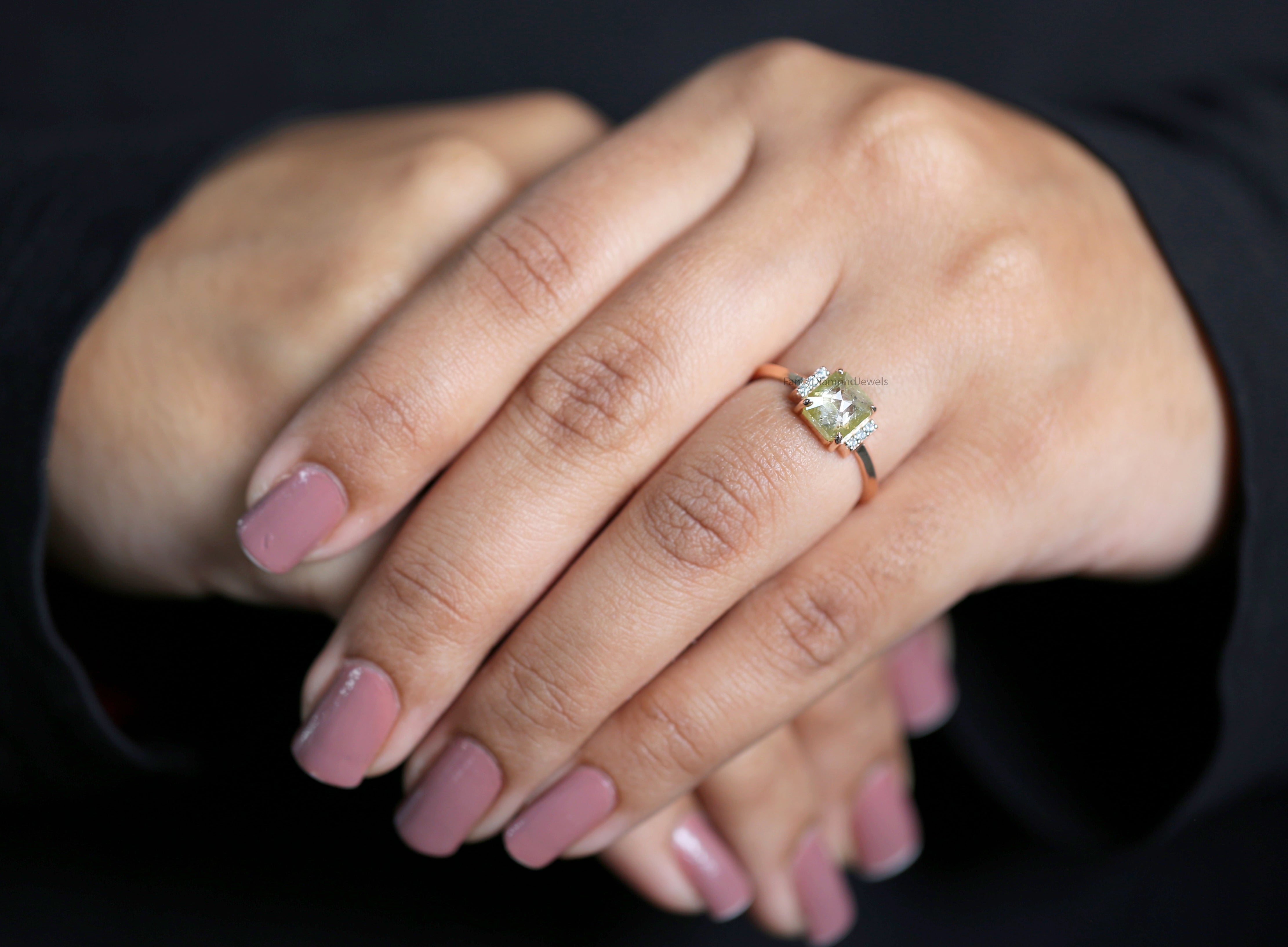 Emerald Cut Yellow Color Diamond Ring 1.69 Ct 6.90 MM Emerald Shape Diamond Ring 14K Rose Gold Silver Engagement Ring Gift For Her QL3097