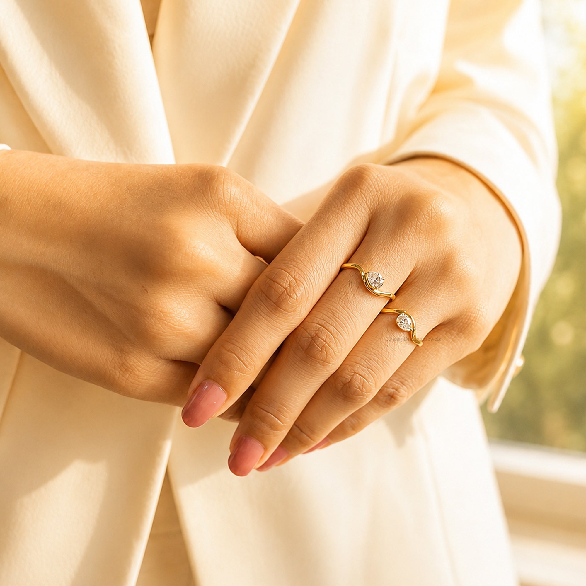 Pinky Ring, East West Pear Moissanite Engagement Ring, Pinky Promise Ring, East-West Ring, Tilted Pear Ring, Tear Drop Statement Ring FD574