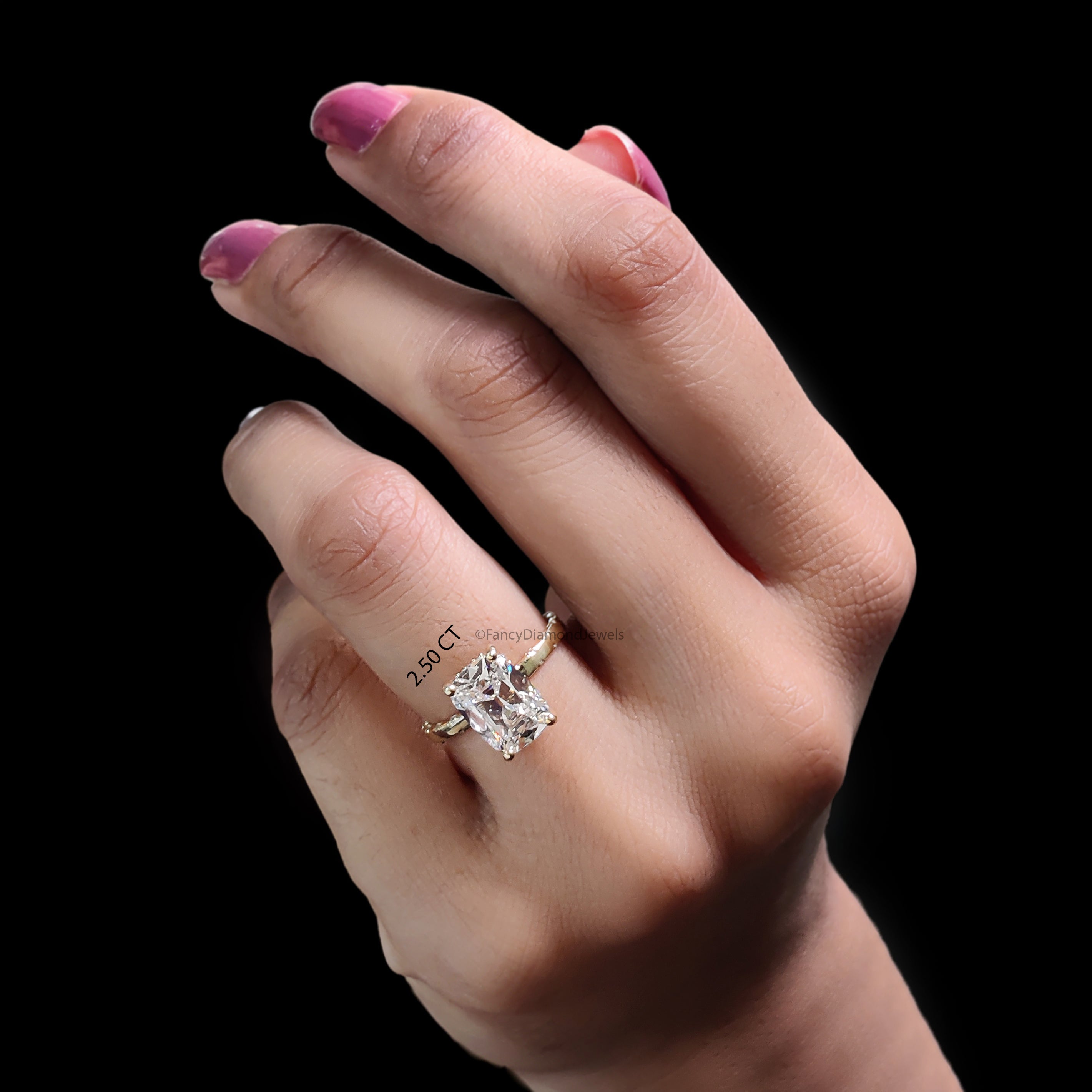 Elongated Cushion Old Mine Cut Lab Grown Diamond Ring, Vintage Style Hidden Halo Engagement Ring, Wedding & Anniversary Gift For Her FD555