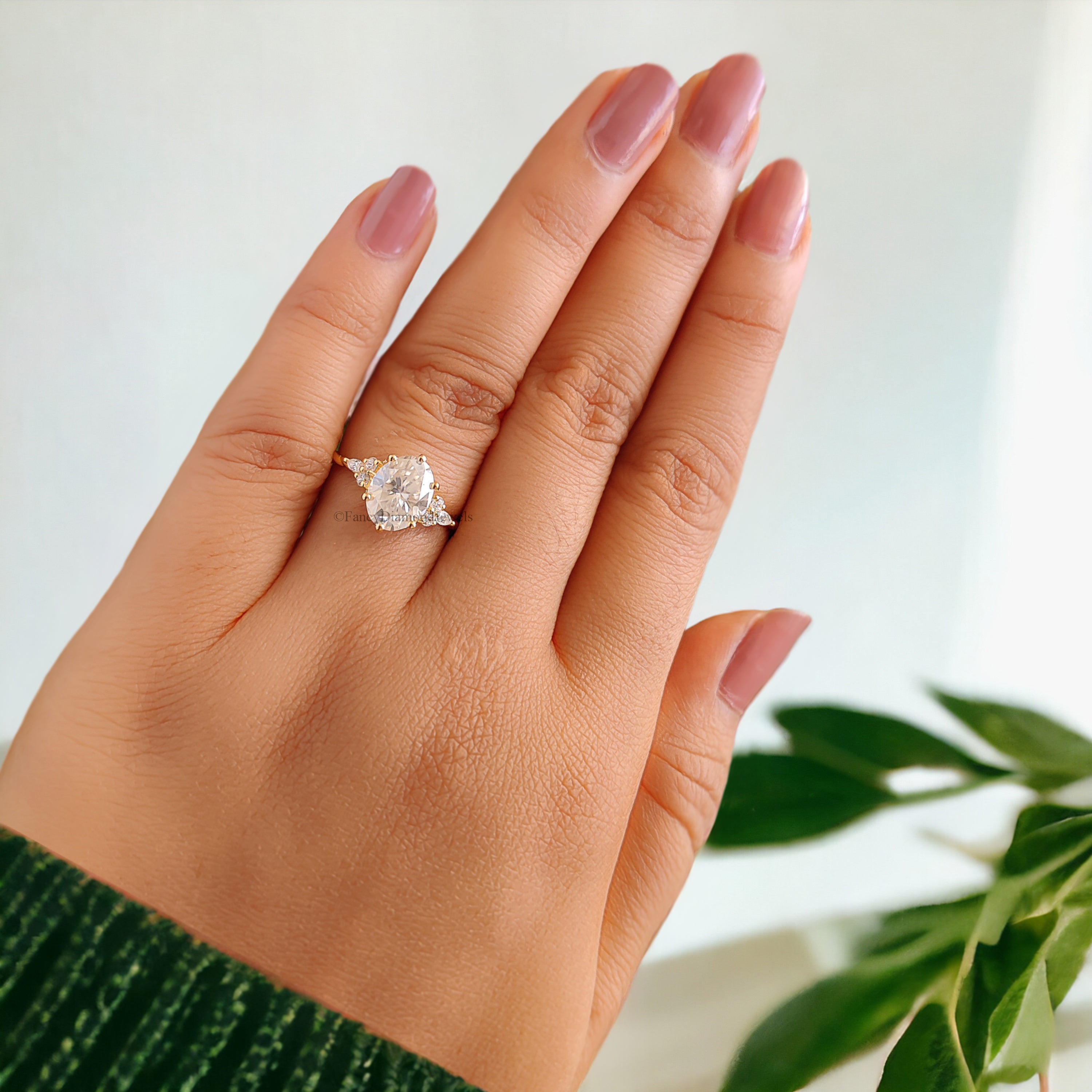 Oval Moissanite engagement ring 14K gold engagement ring Vintage Wedding ring Marquise diamond twisted ring Anniversary promise ring FD145