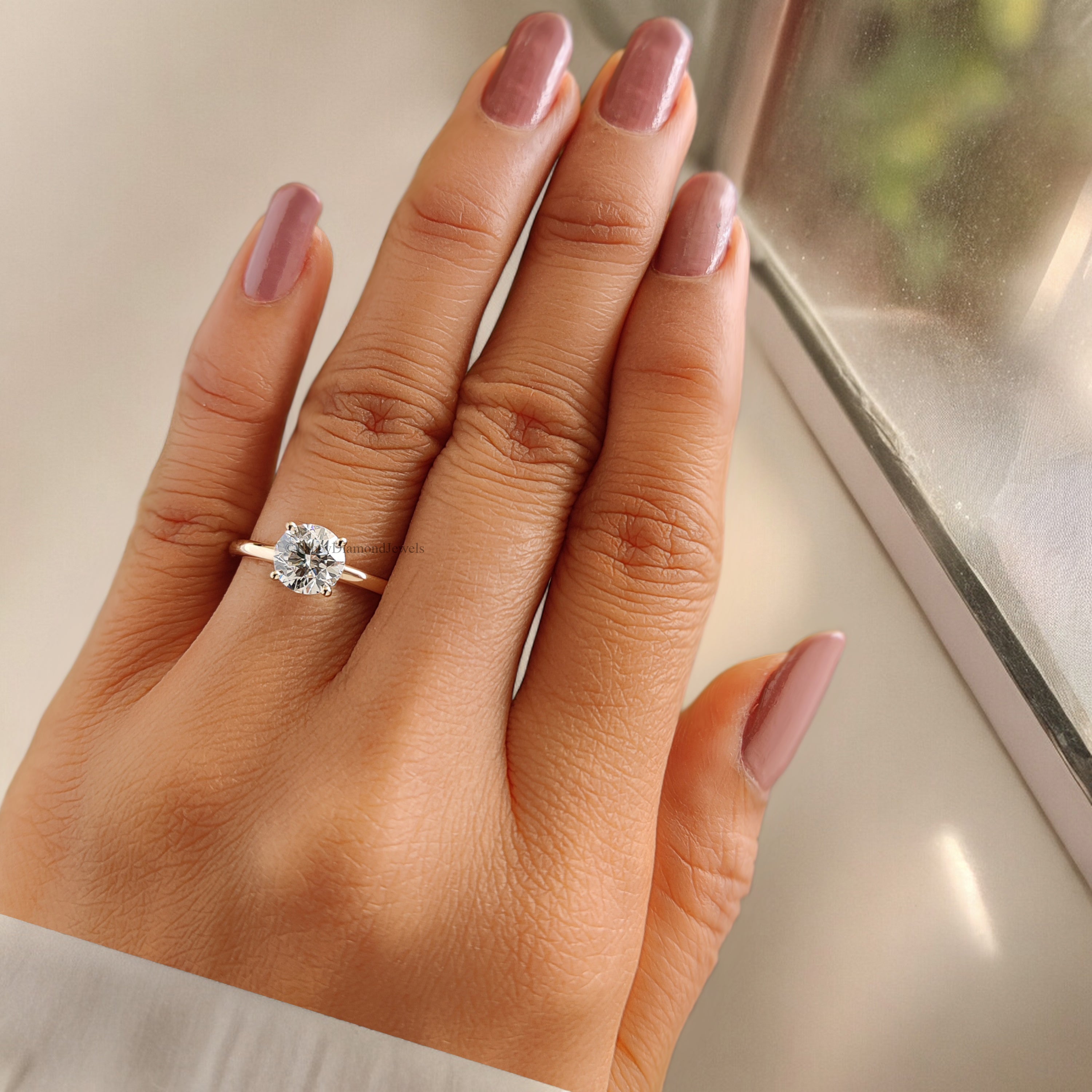 1.00 CT Round Brilliant Cut Lab Grown Engagement Ring Round Cut Moissanite Ring Prong Set Wedding Ring Anniversary Gift Ring For Her FD194