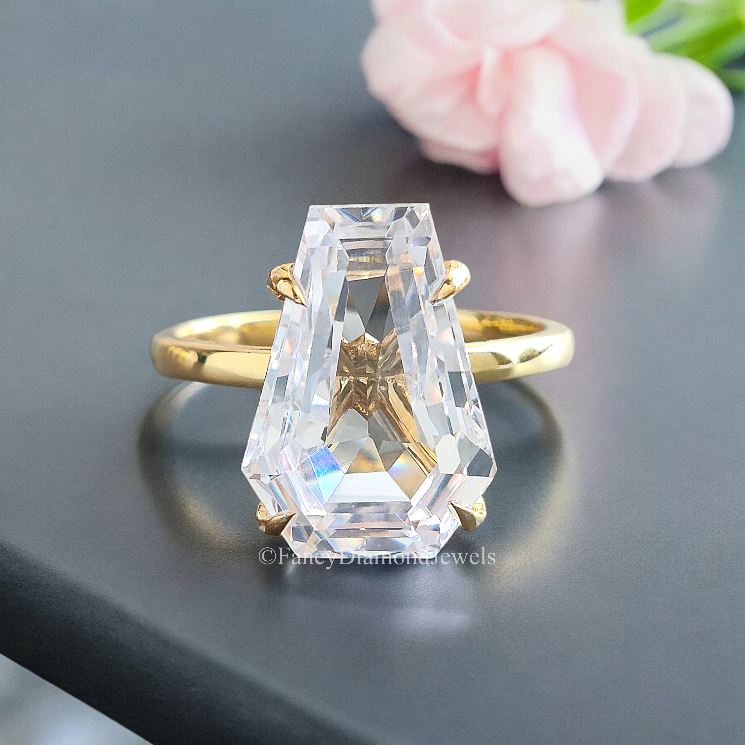 Coffin Cut engagement ring 14mm 13mm 12mm 11mm 10mm 9mm stone ring Silver ring Diamond ring Simulant ring Solitaire ring Gift for her FD216