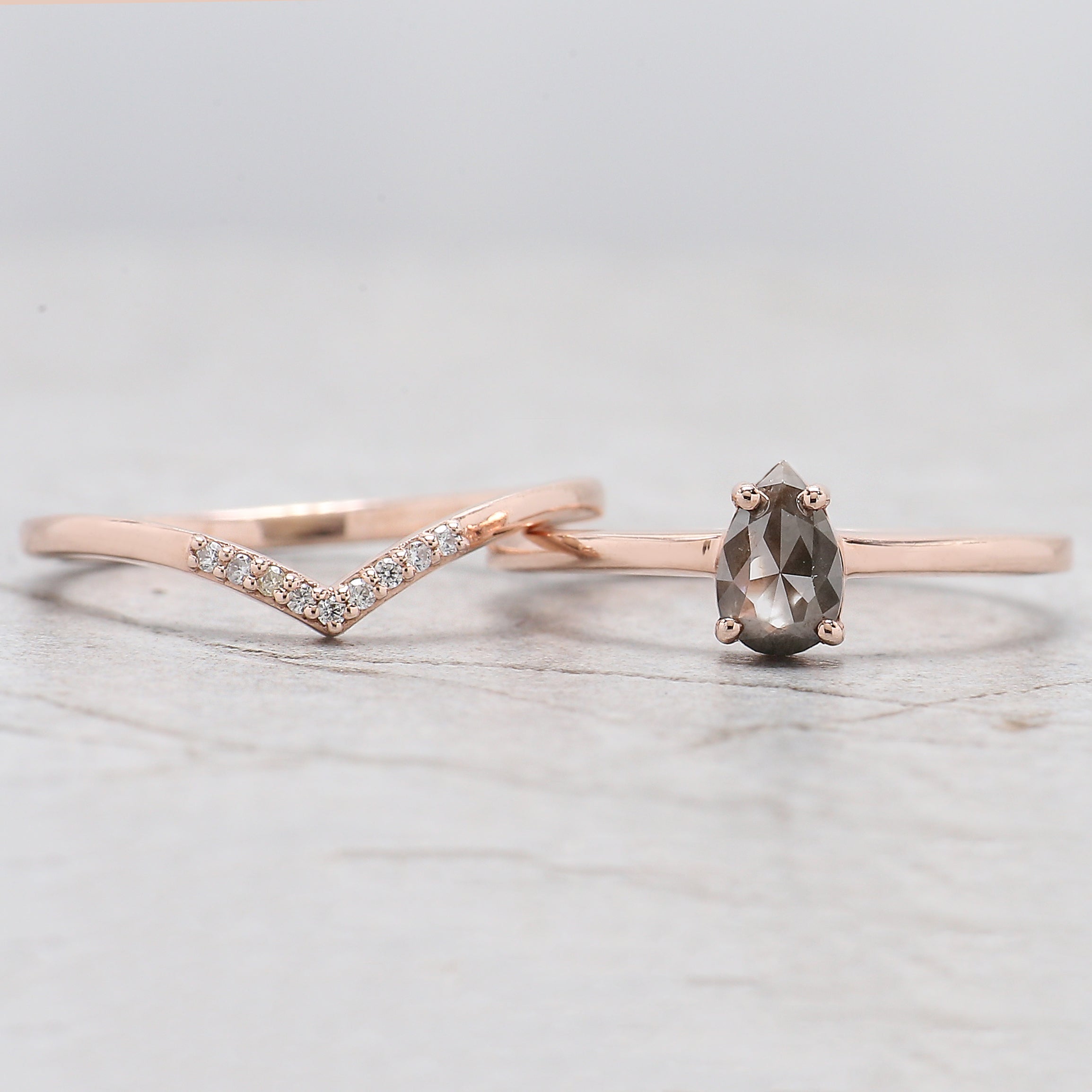 Pear Cut Brown Color Diamond Ring 0.55 Ct 6.39 MM Pear Shape Diamond Ring 14K Solid Rose Gold Silver Pear Engagement Ring Gift For Her QL9598