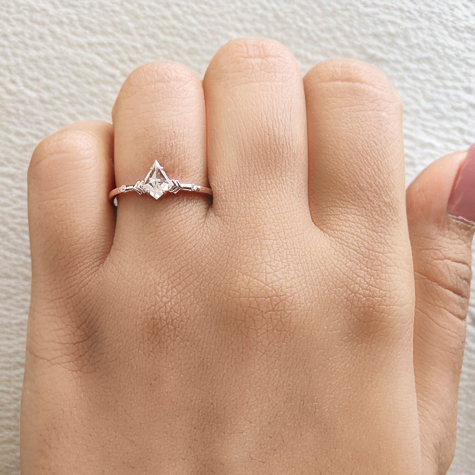 0.60 Ct Natural Kite Cut Shape White-H Color Diamond Ring 6.80 MM Kite Shape Diamond Ring 14K Solid Rose Gold Silver Engagement Ring QL2578