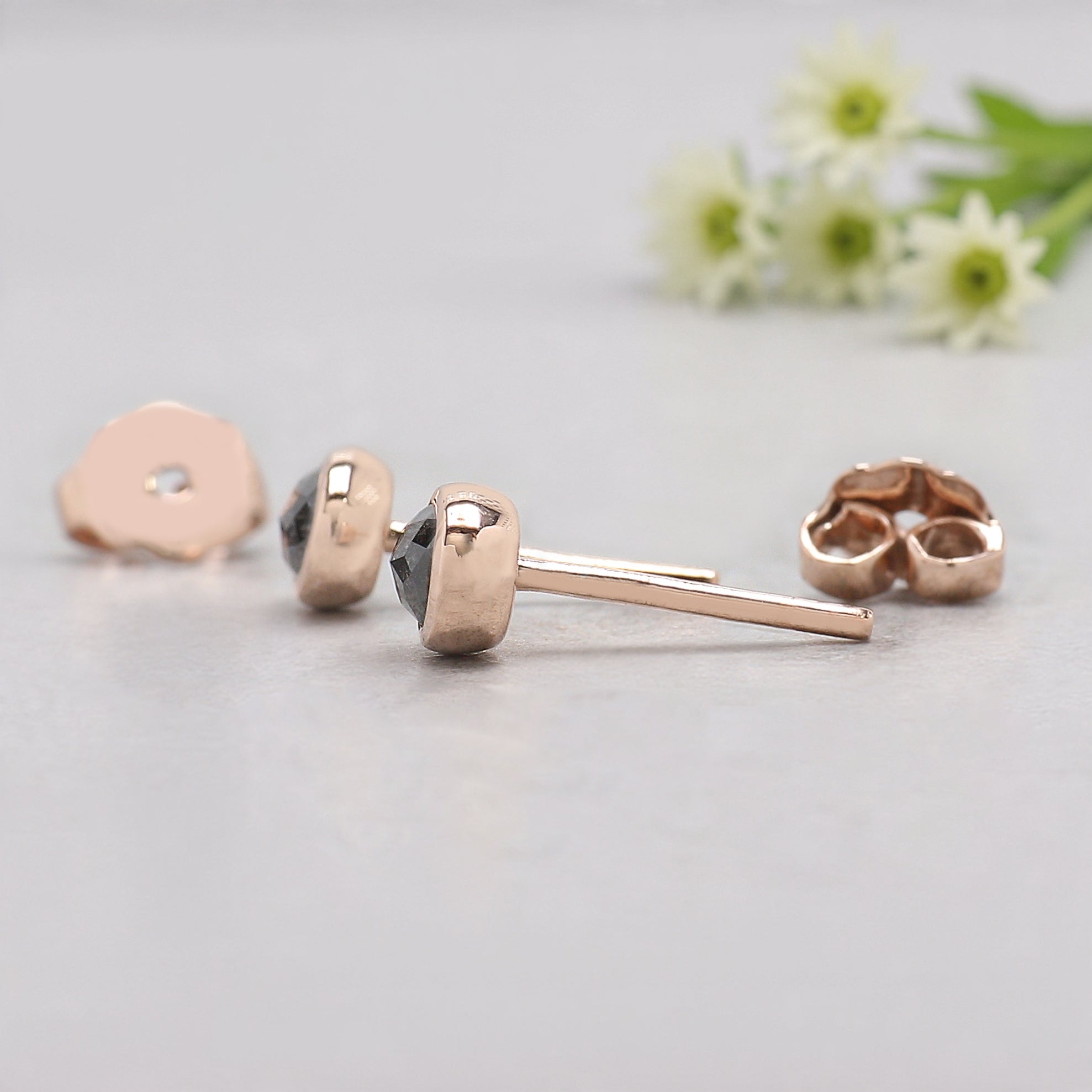 Oval Cut Salt And Pepper Diamond Earring 0.60 Ct 4.95 MM Oval Shape Diamond Earring 14K Solid Rose Gold Silver Earring Gift For Her KDL2558