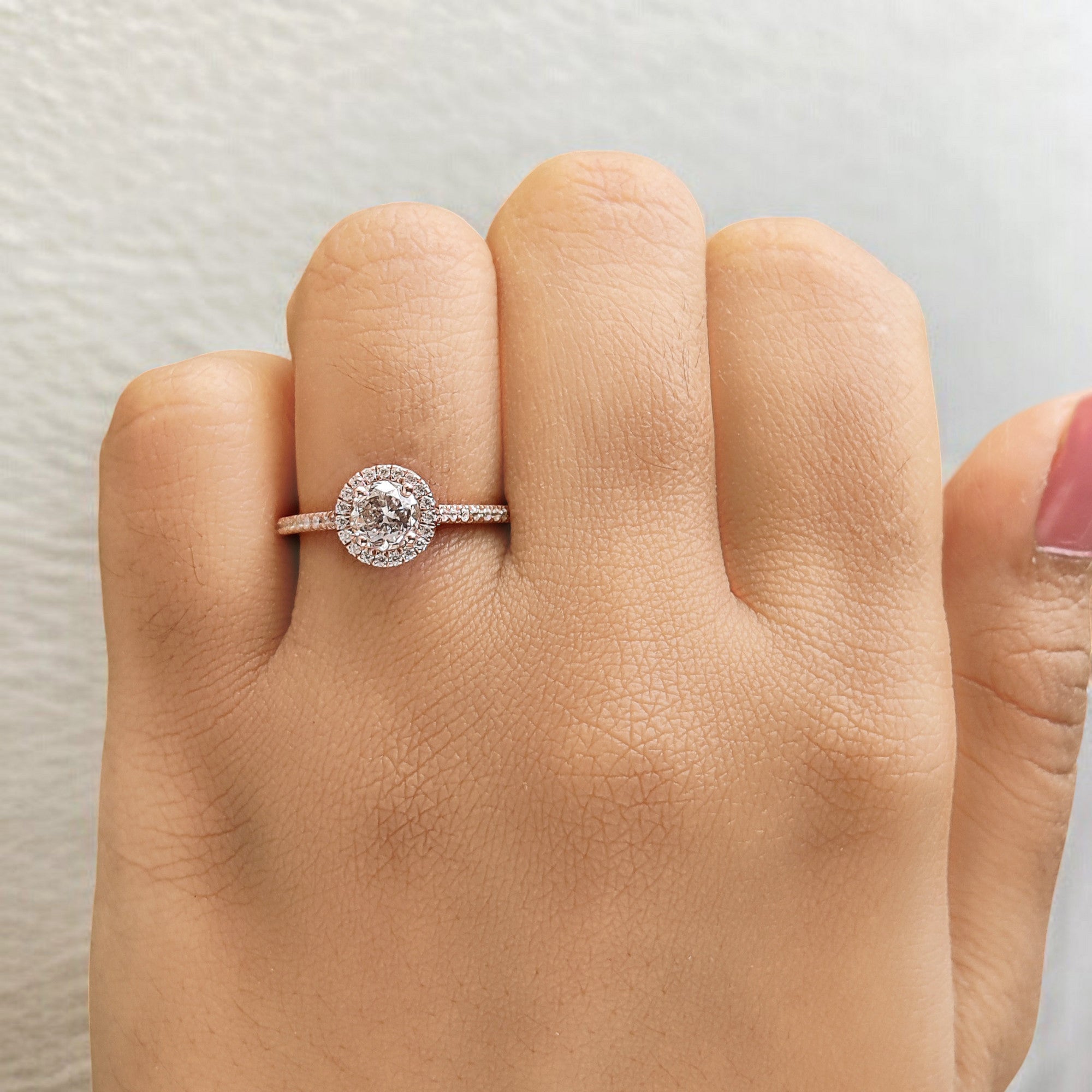 Round Cut Salt And Pepper Diamond Ring 0.67 Ct 5.16 MM Round Diamond Ring 14K Solid Rose Gold Silver Engagement Ring Gift For Her QL2654