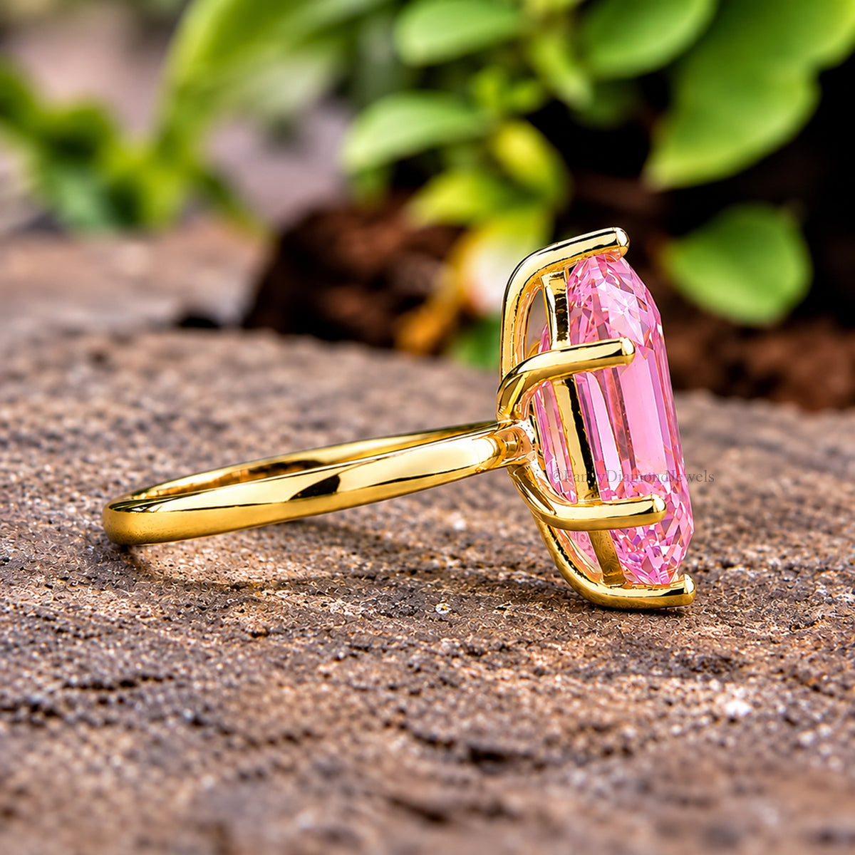 Hexagon Pink Tourmaline engagement ring 8mm 10mm 11mm 13mm 14mm stone ring Simulant Hexagon Solitaire ring Silver ring Gift for her FD355