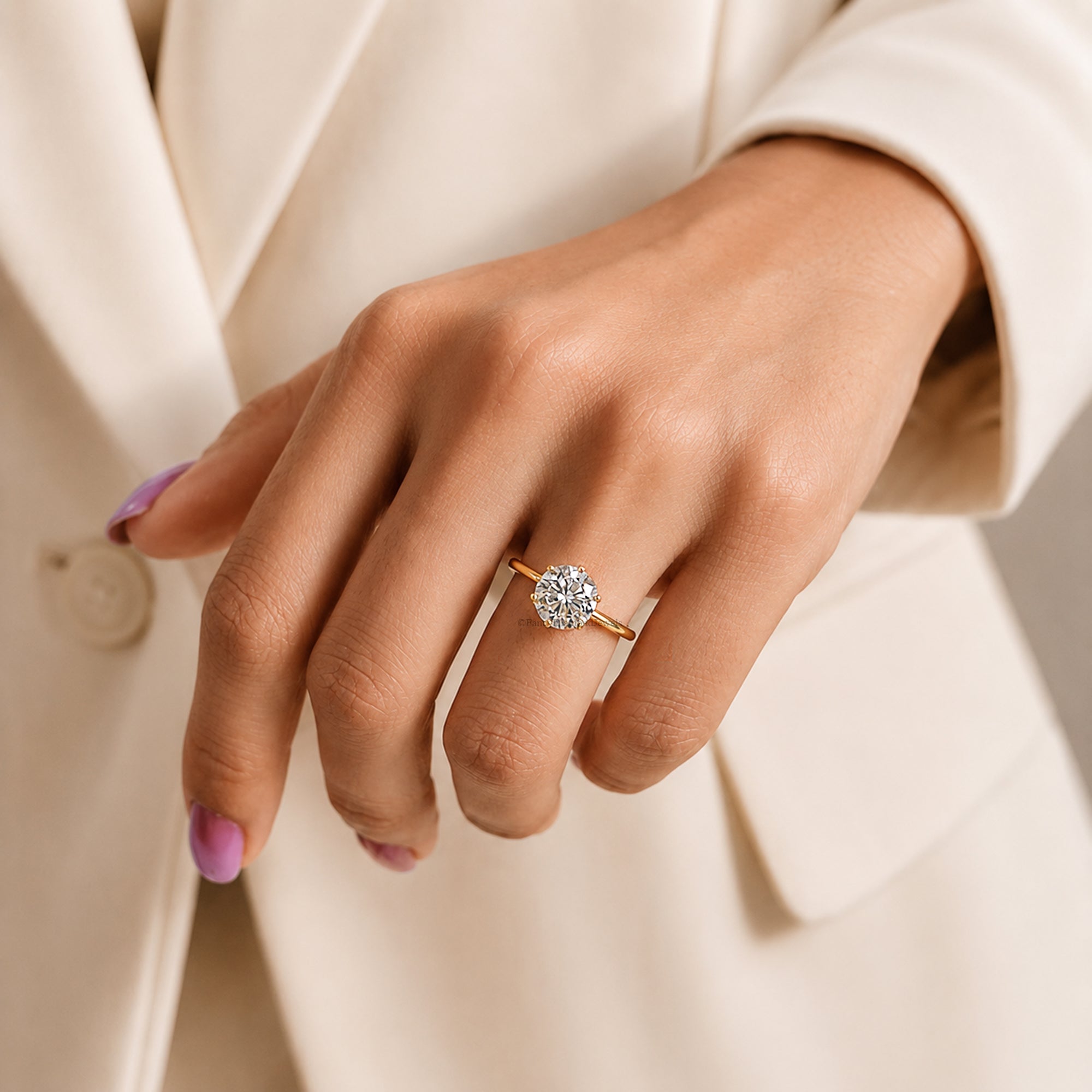 Round Cut Engagement Ring, Moissanite Diamond Wedding Ring for Women, Round Shape Moissanite Solitaire Propose Ring, Anniversary Gift FD599
