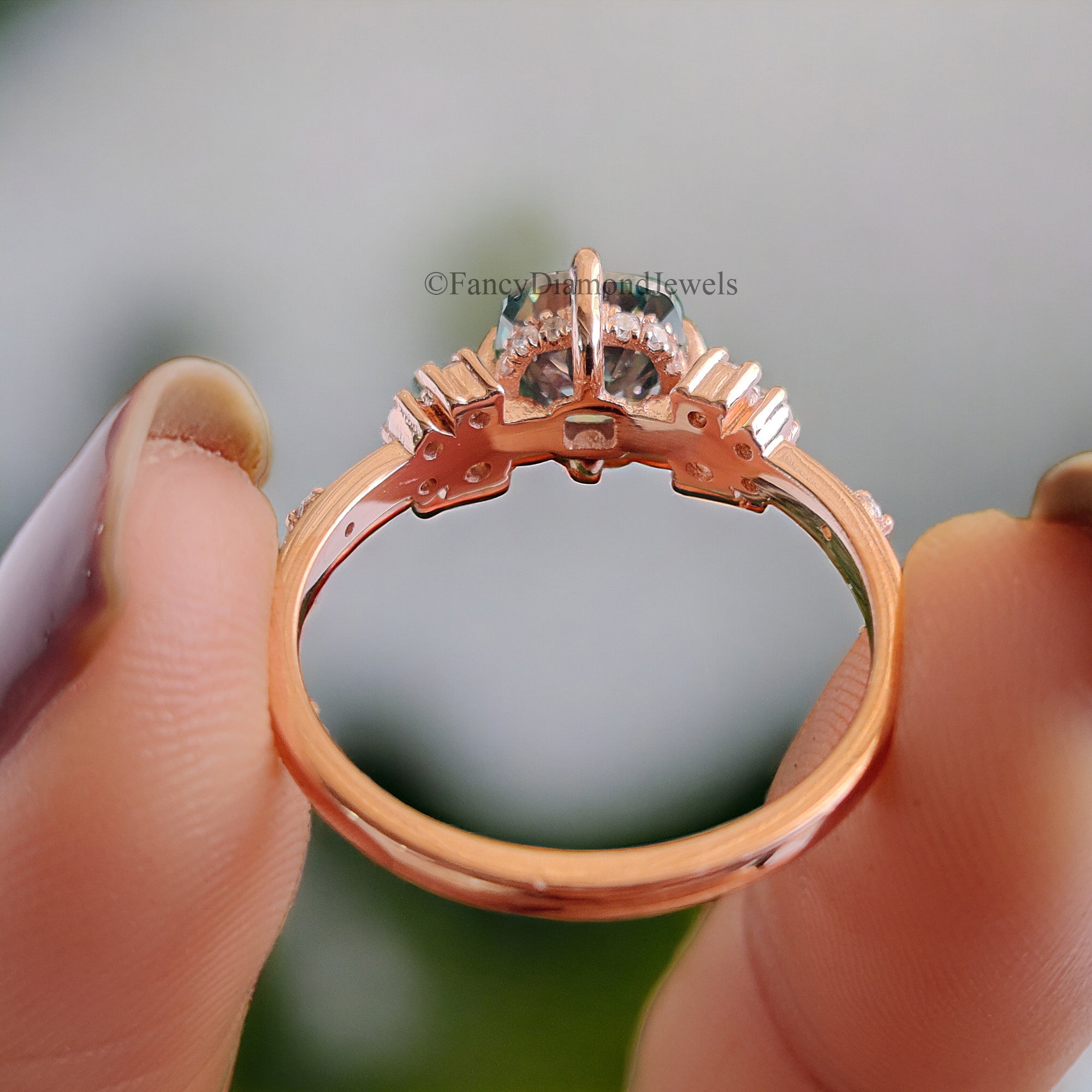 Muse Engagement Ring for Women 1.25 TW Cushion Fancy Cut Cyan Blue Moissanite Ring Hidden Halo Ring Wedding Ring for Her Comfort Fit FD08