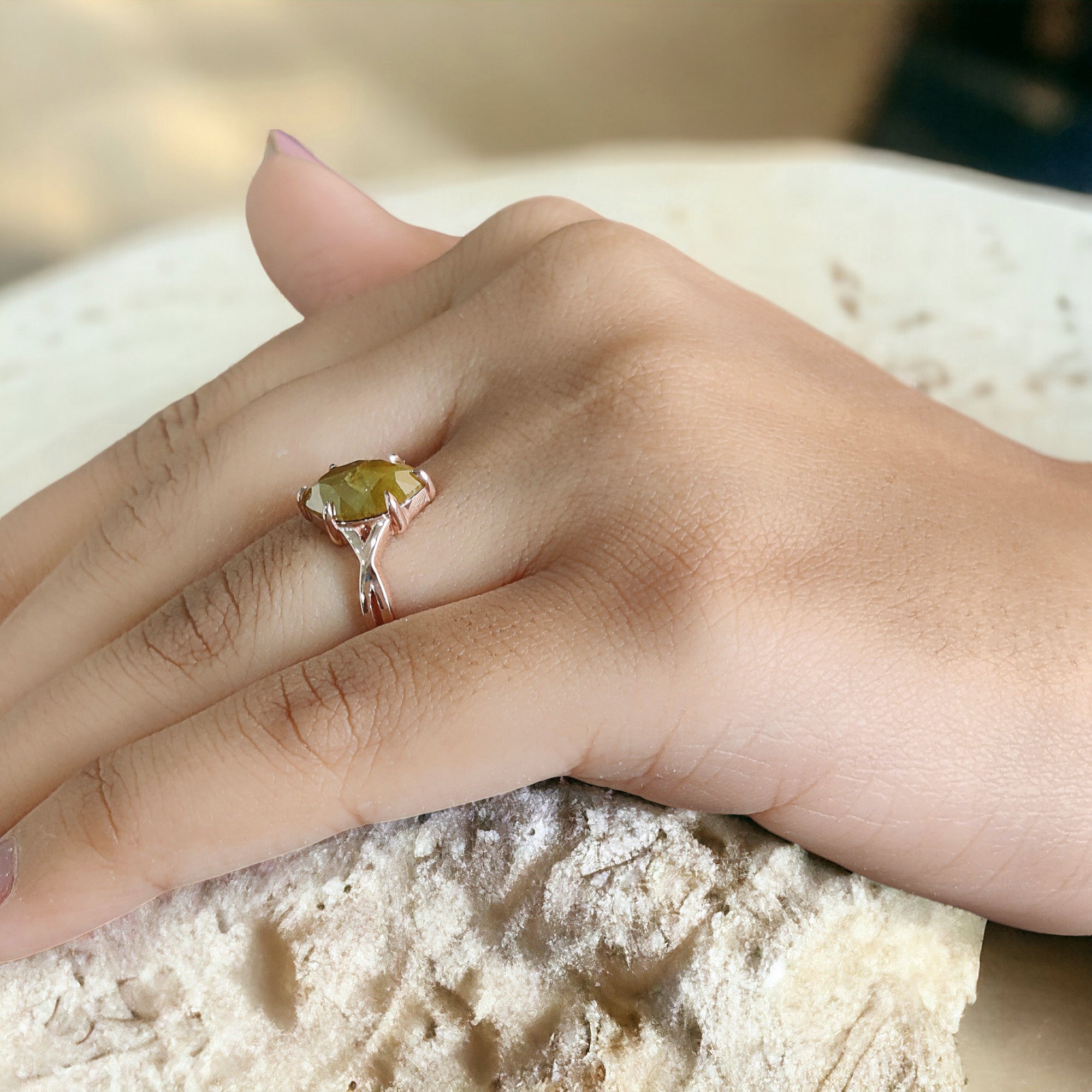 Marquise Shape Yellow Color Diamond Ring 1.65 Ct 11.10 MM Marquise Diamond Ring 14K Rose Gold Silver Engagement Ring Gift For Her QL8849