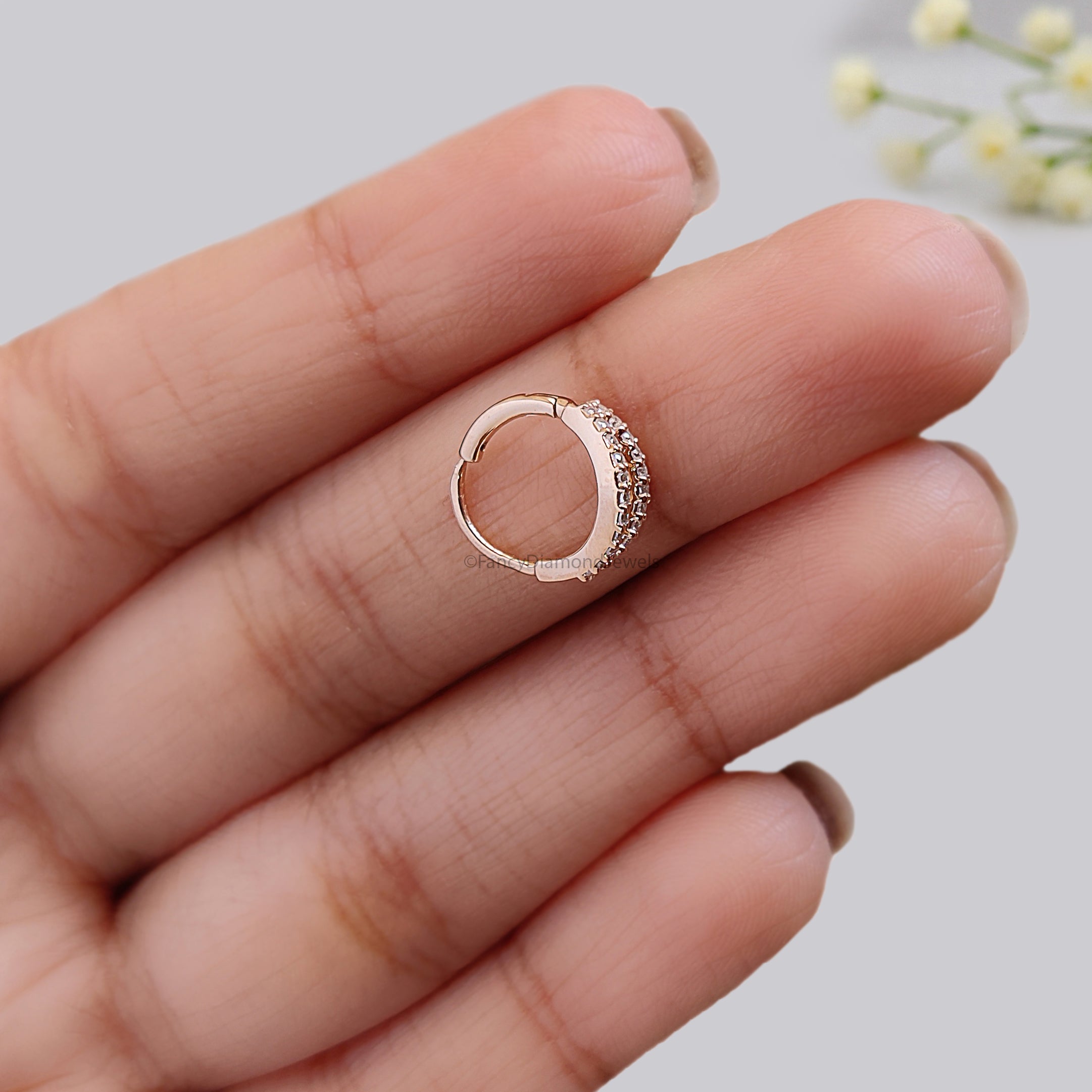 Moissanite Diamond Nose Ring Nose Studs Double Line Nose Ring Hoop Nose Stud Rose Gold Nose Ring Gold Nose Ring Diamond Nose Stud Hoop FD495