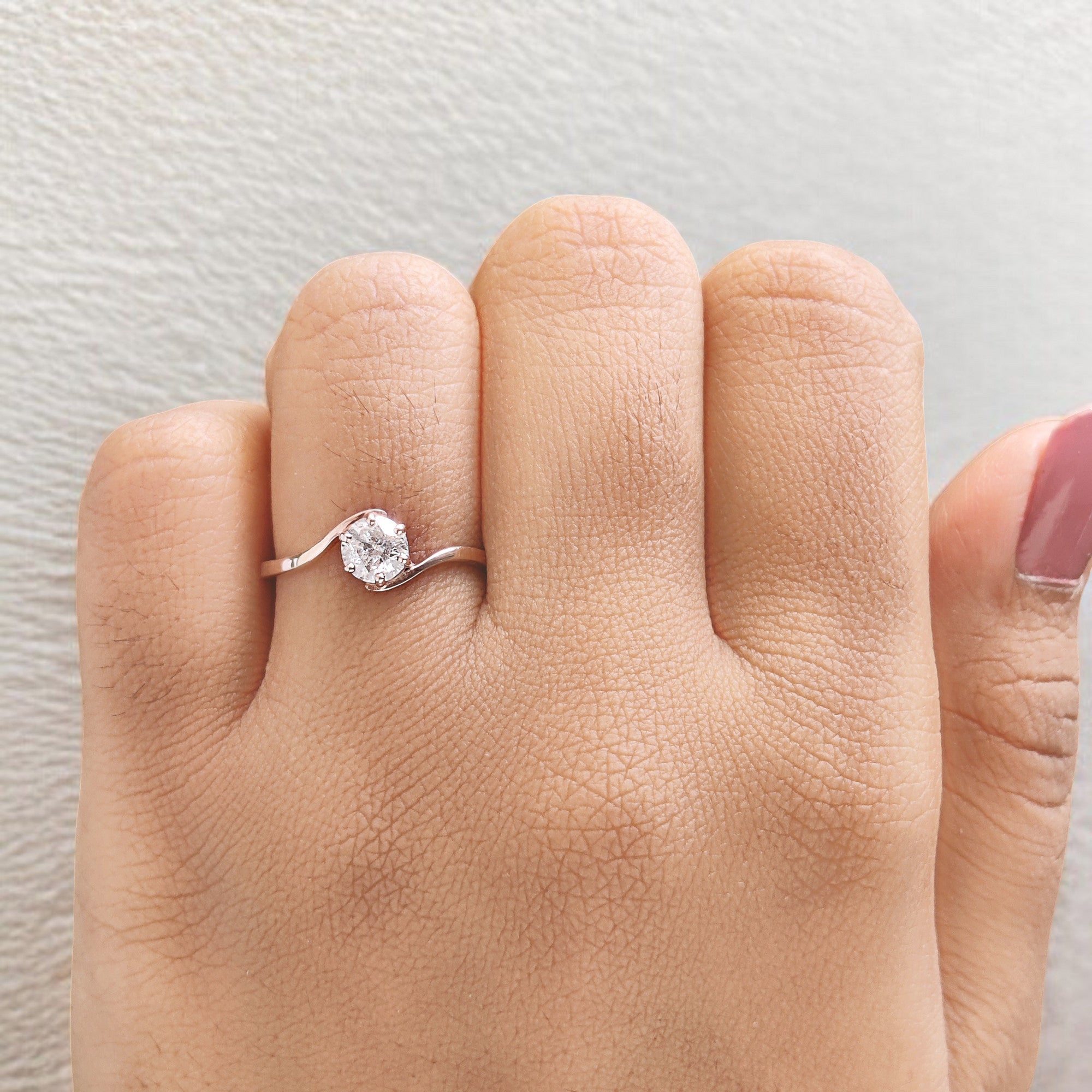 Round Cut Salt And Pepper Diamond Ring 0.47 Ct 4.95 MM Round Shape Diamond Ring 14K Solid Rose Gold Silver Engagement Ring Gift For Her QL346