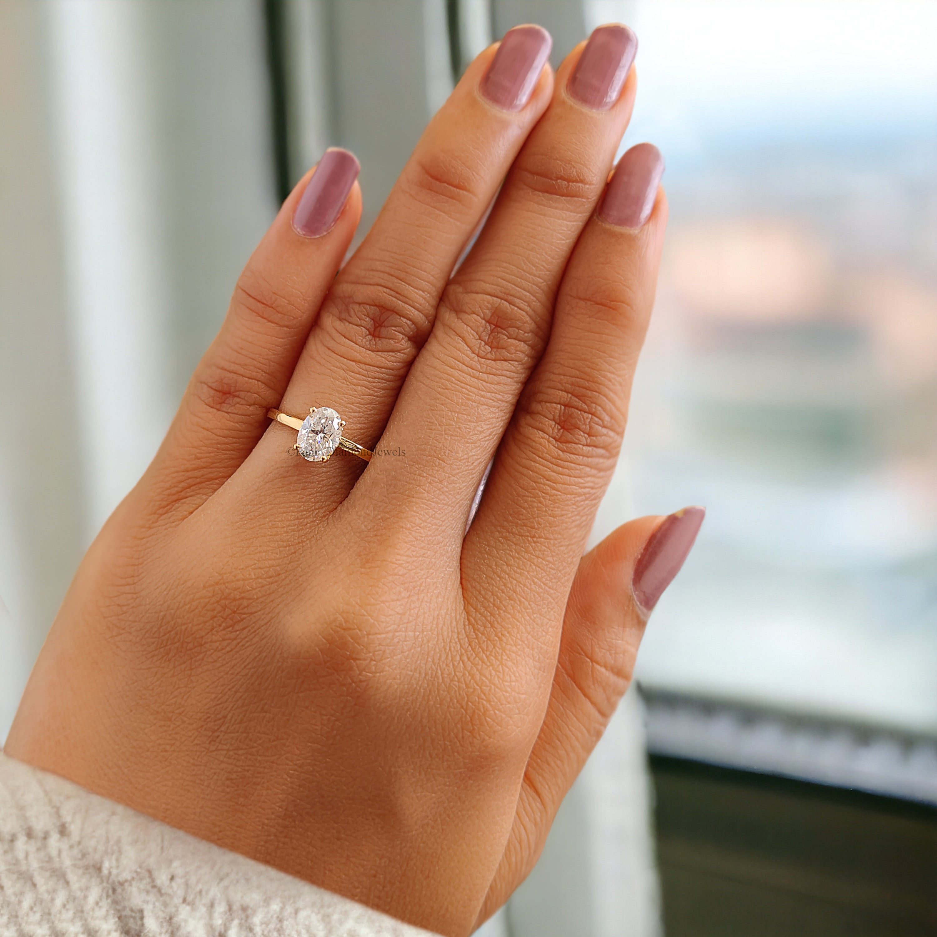 Oval Moissanite Bridal Ring Hidden Halo Moissanite Bridesmaid Ring Near Colorless Moissanite Wedding Ring 14K Solid Gold Proposal Ring FD173