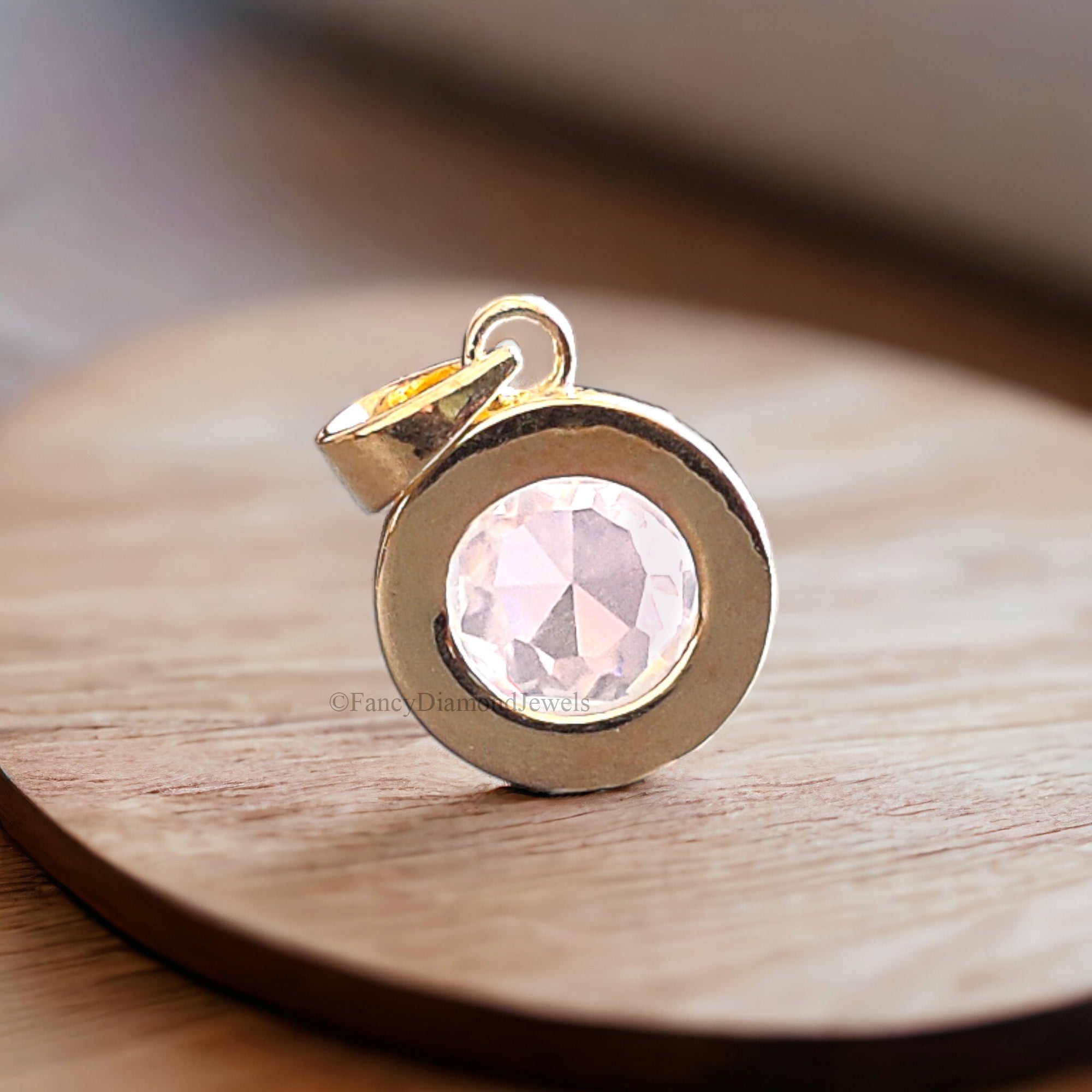 Antique Rose Cut Pendant 2.00 CT Round Rose Cut Colorless Moissanite Pendant Pendant For Women Bezel Set Milgrain Pendant Gift for Her FD136