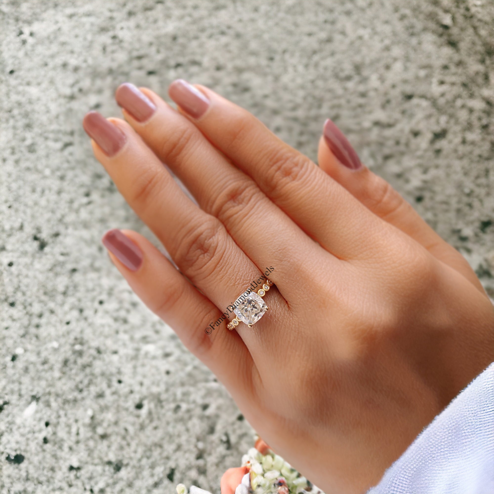 Cushion Moissanite Engagement Ring 1.60 CT Cushion Cut Moissanite Ring Round Prong Ring For Women Promise Ring Gift For Her Ring FD86